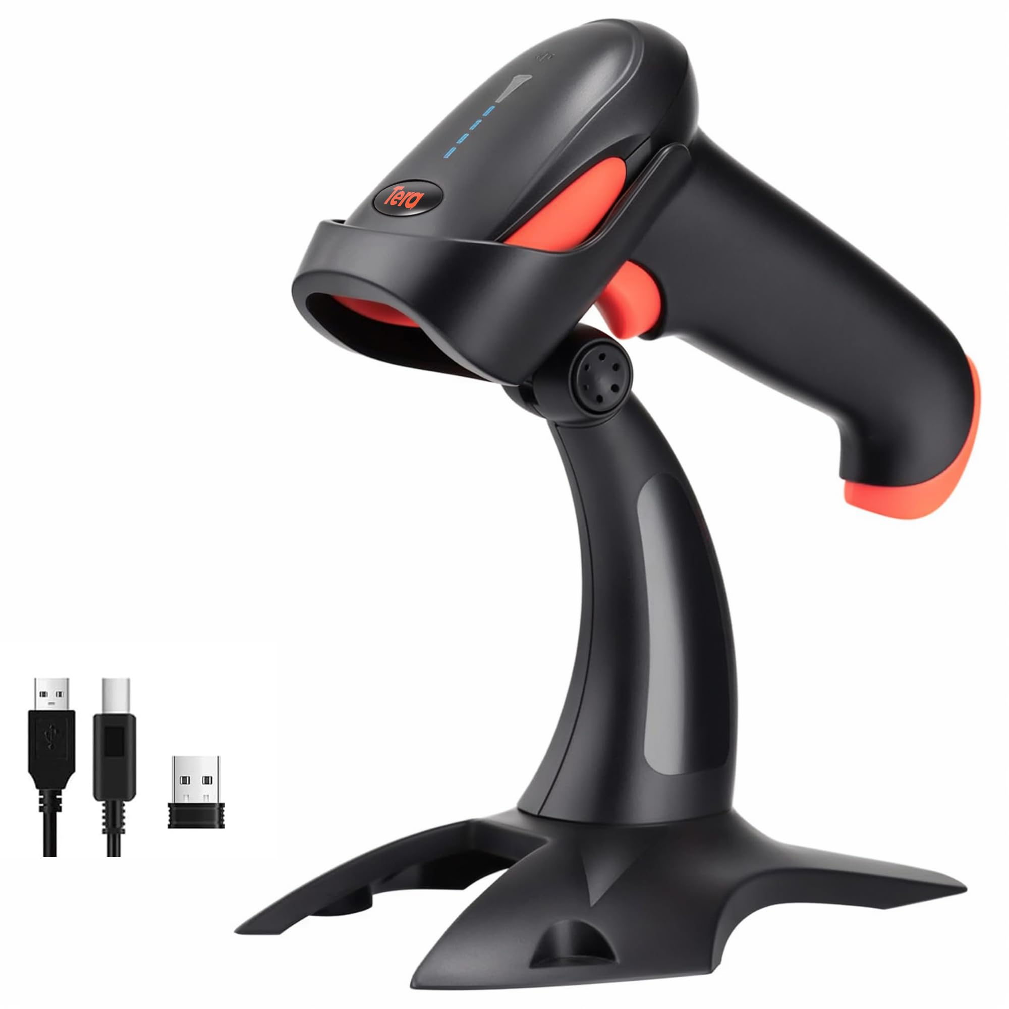 Tera バーコードリーダー 2D QRコードスキャナー 無線 Bluetooth/2.4GHz/USB対応 1次元?2次元 LED電池残量表示 液晶画面読み取り グロー