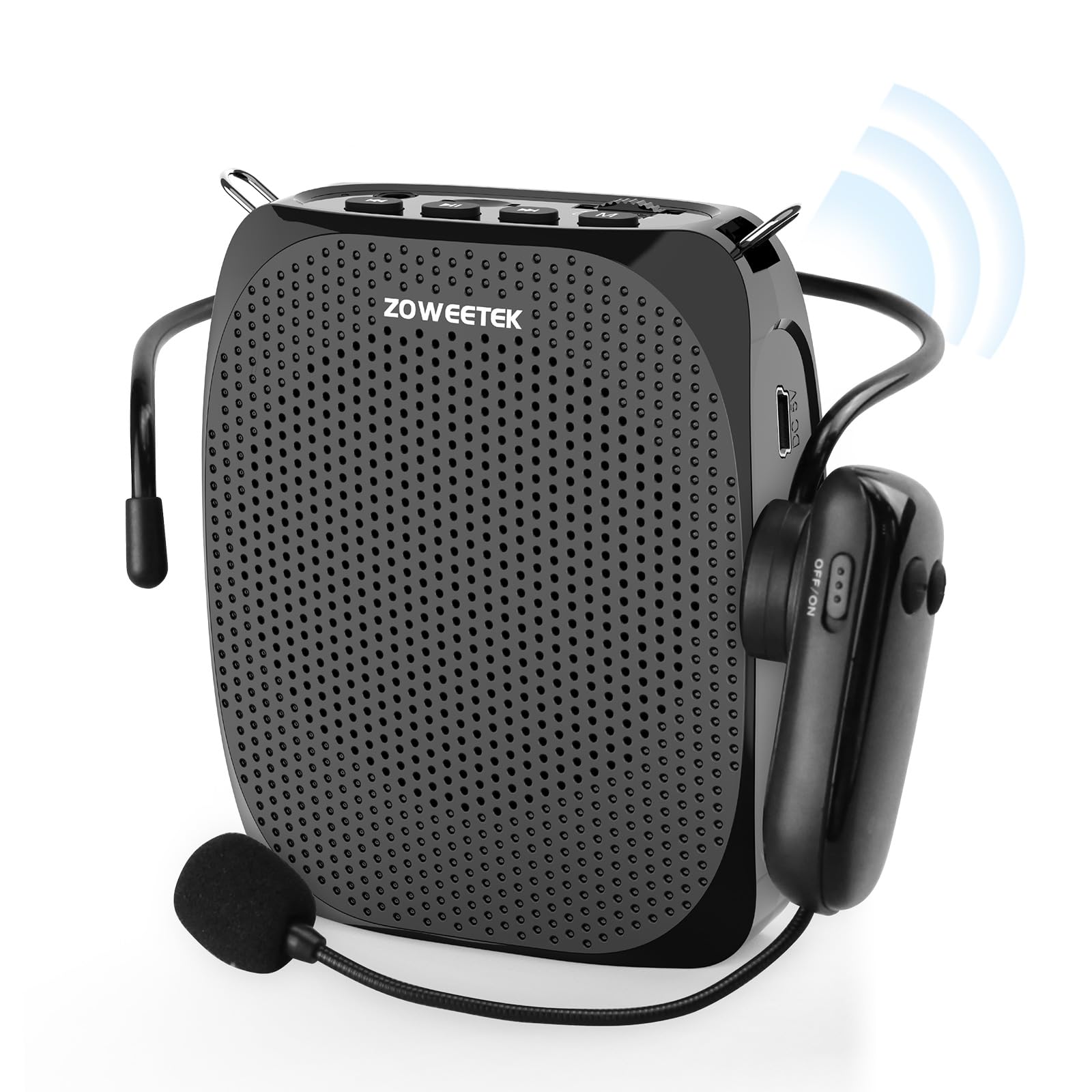 ZOWEETEK 拡声器 ワイヤレス拡声器 30W大音量 ハンズフリー 有線とワイヤレスUHFマイク付き 2人同時使用OK USBメモリー?microSDカード対