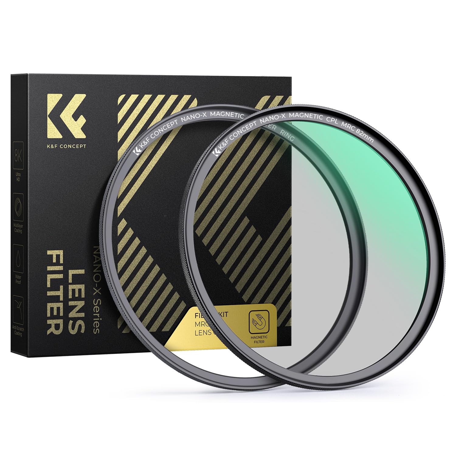 K&F Concept 58mm マグネットC-PLフィルター+マグネットアダプターリング 磁気吸着 装着便利 円偏光 色彩コントラスト 反射調整用 28層