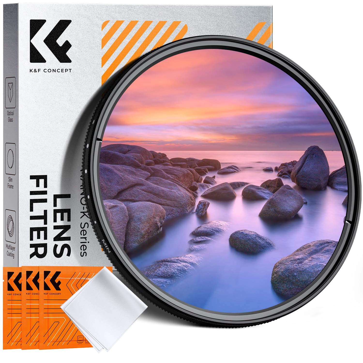 K&F CONCEPT 72mm ND2-2000 可変NDフィルター 減光量調整 11段階調節可能 AGC光学ガラス 18層コーティング 薄枠 3枚クリーニングクロス