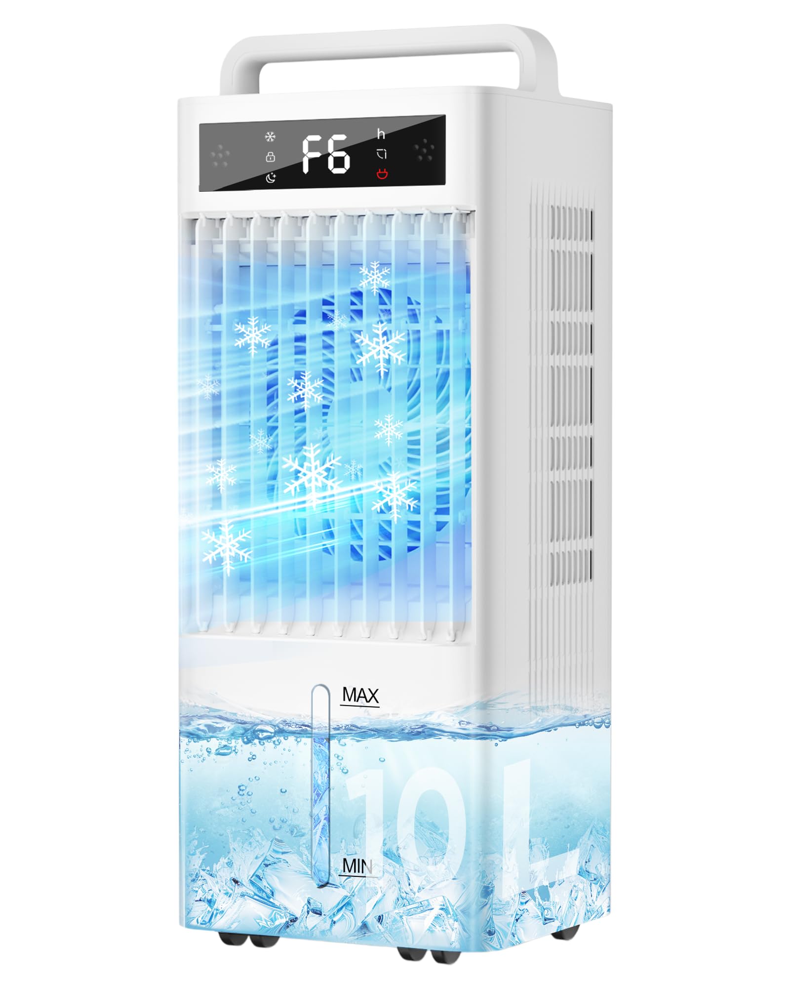 【送料無料】冷風機 強力 10L水タンク+6個専用保冷パック 【2026業界NEWモデル冷風扇?三面吸風】 大容量 LEDタッチ操作 高効率 45W 省エ｜デンダ店