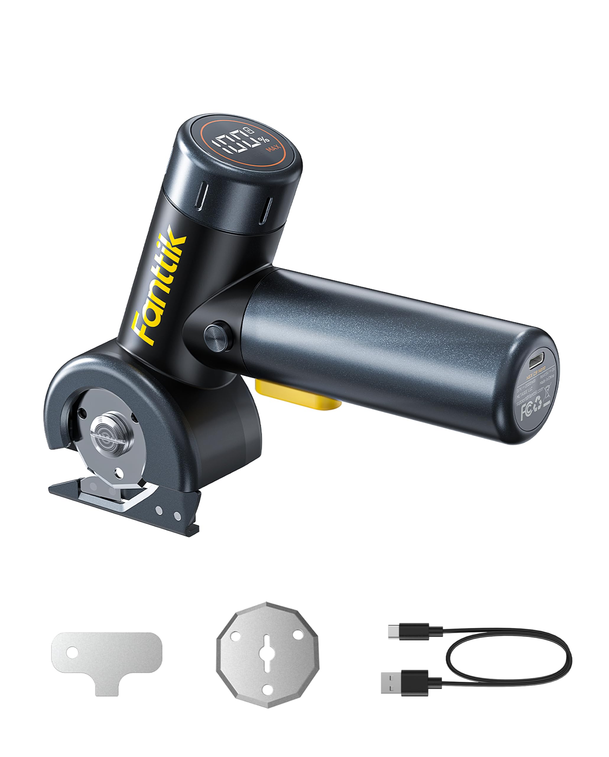 【送料無料】Fanttik C8 Nano 電動カッター 3.7V コードレス 電動ハサミ LEDディスプレイ 充電式 段ボールカッター 替刃2枚付 簡単ブレ|デンダ店