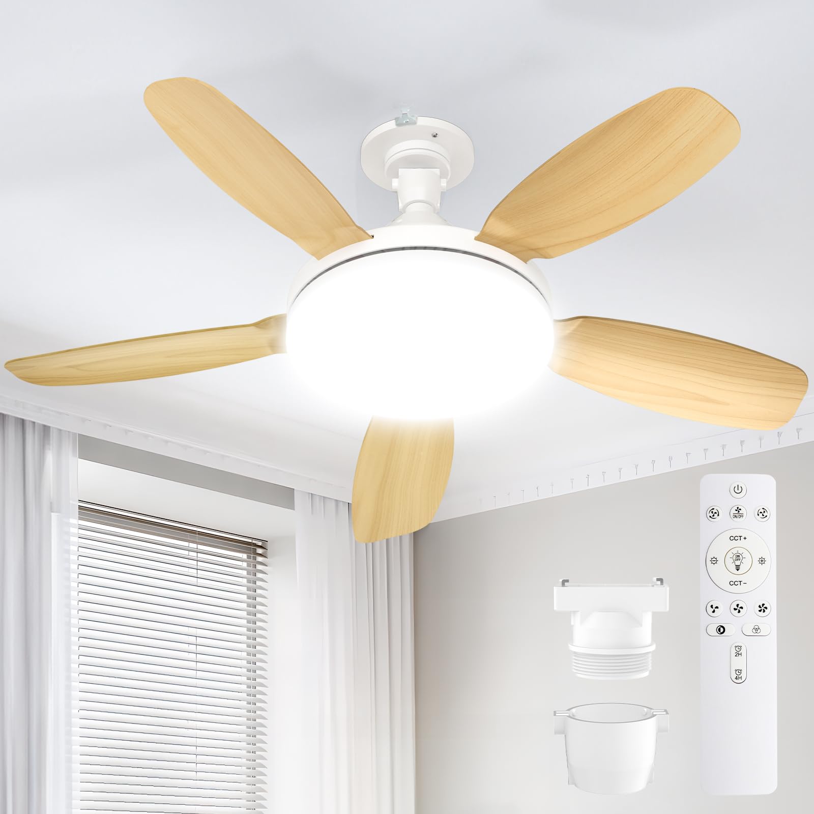 【送料無料】SUKITEN シーリングファンライト 8-10畳 Φ81cm【大型?大風量?正逆回転】E26 LEDファン付き照明 5000lm 44W 薄型 静音 三相|デンダ店