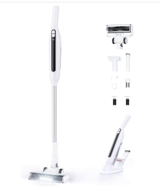 【送料無料】掃除機 コードレス 【2026新登場】300KPa超強力吸引&自立式&LEDライト付き&超軽量0.6kg&50分連続稼働 スティック クリーナ｜デンダ店