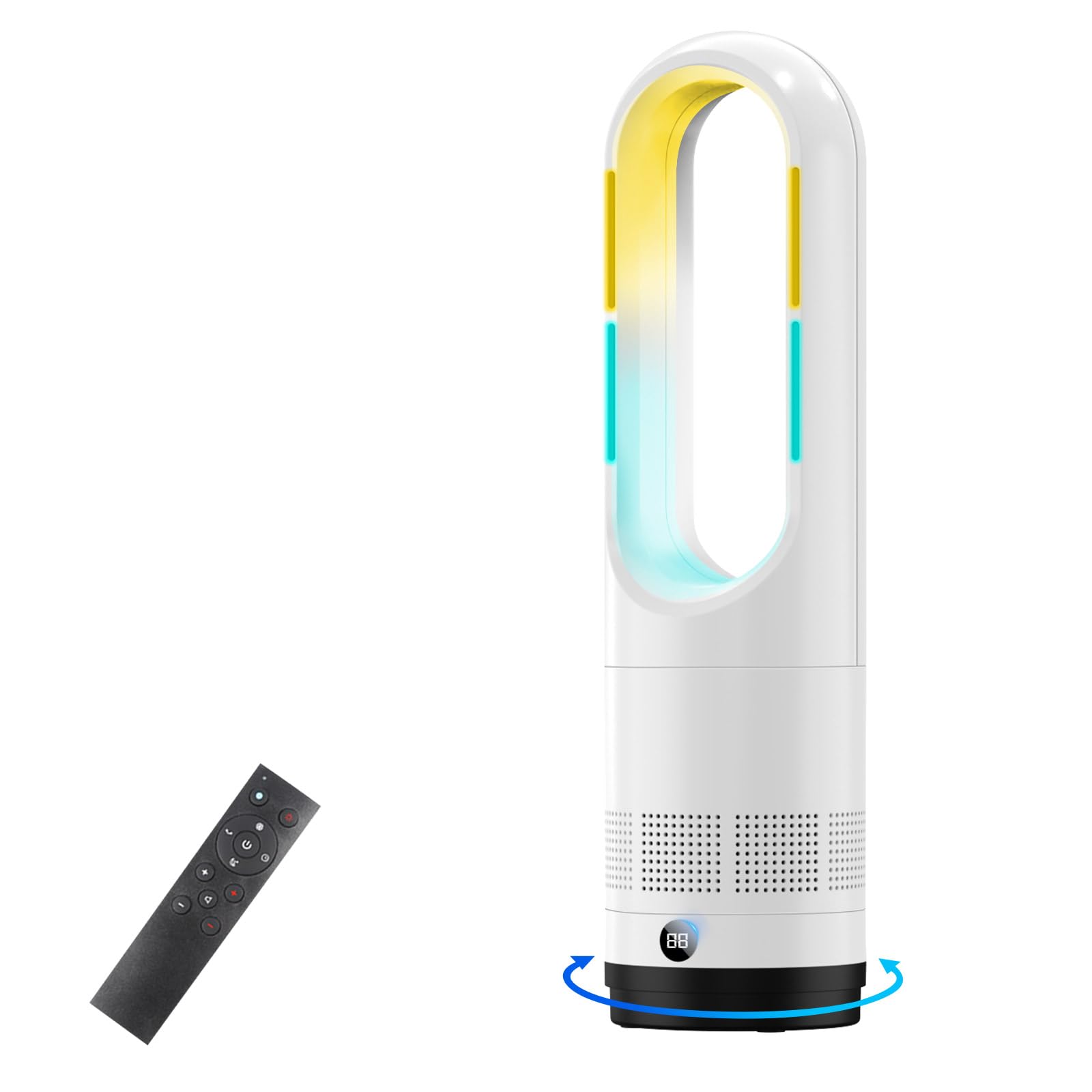 【送料無料】タワーファン 扇風機 スリム扇風機【冷暖両用＆羽根なし＆DCモーター電気代節約】セラミックヒーター ファンヒーター 電気｜デンダ店