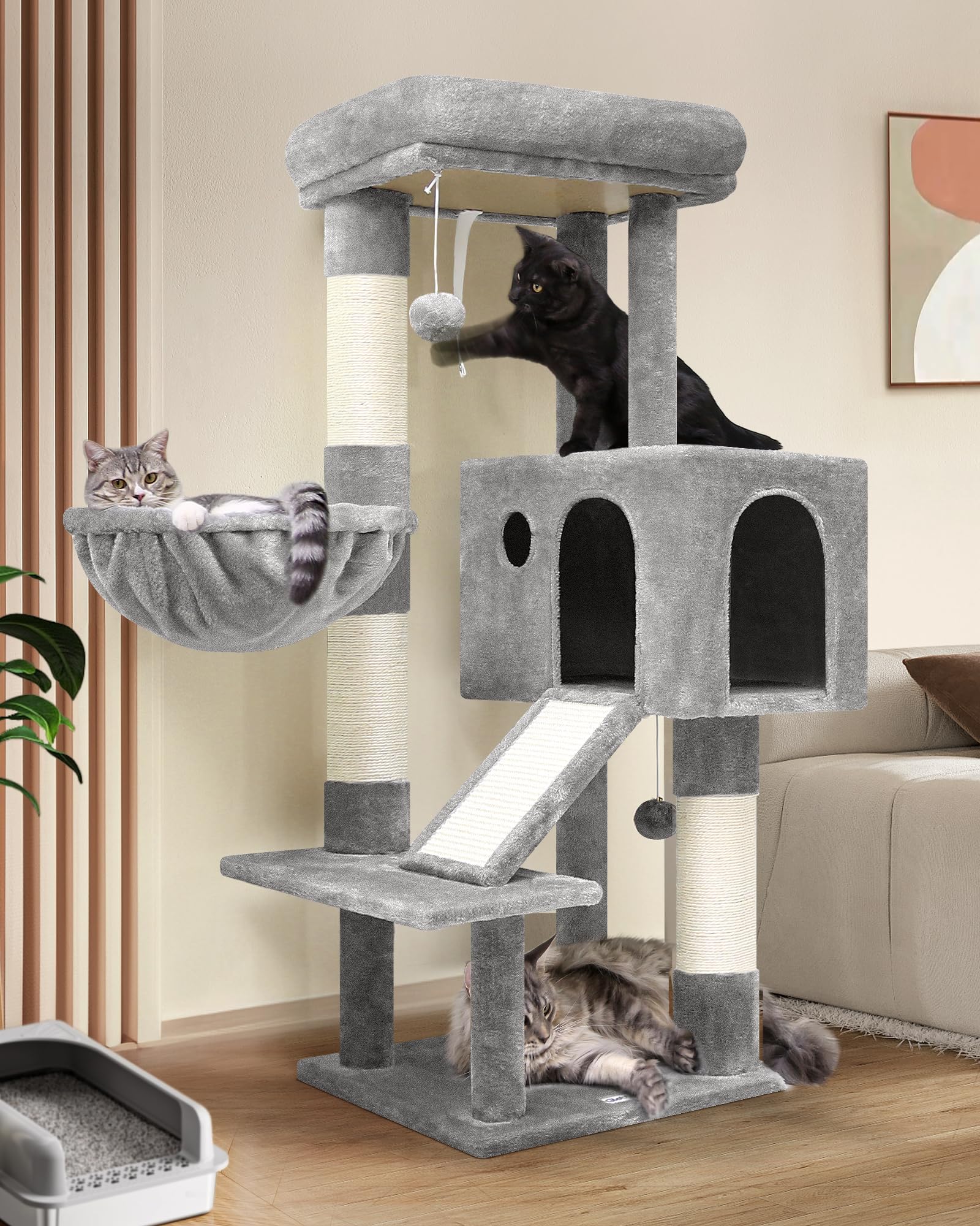 【10％OFFクーポン配布中】【送料無料】Globlazer キャットタワー 猫タワー 多機能 コンパクト 据え置き ねこ タワー シニア猫 成猫 子