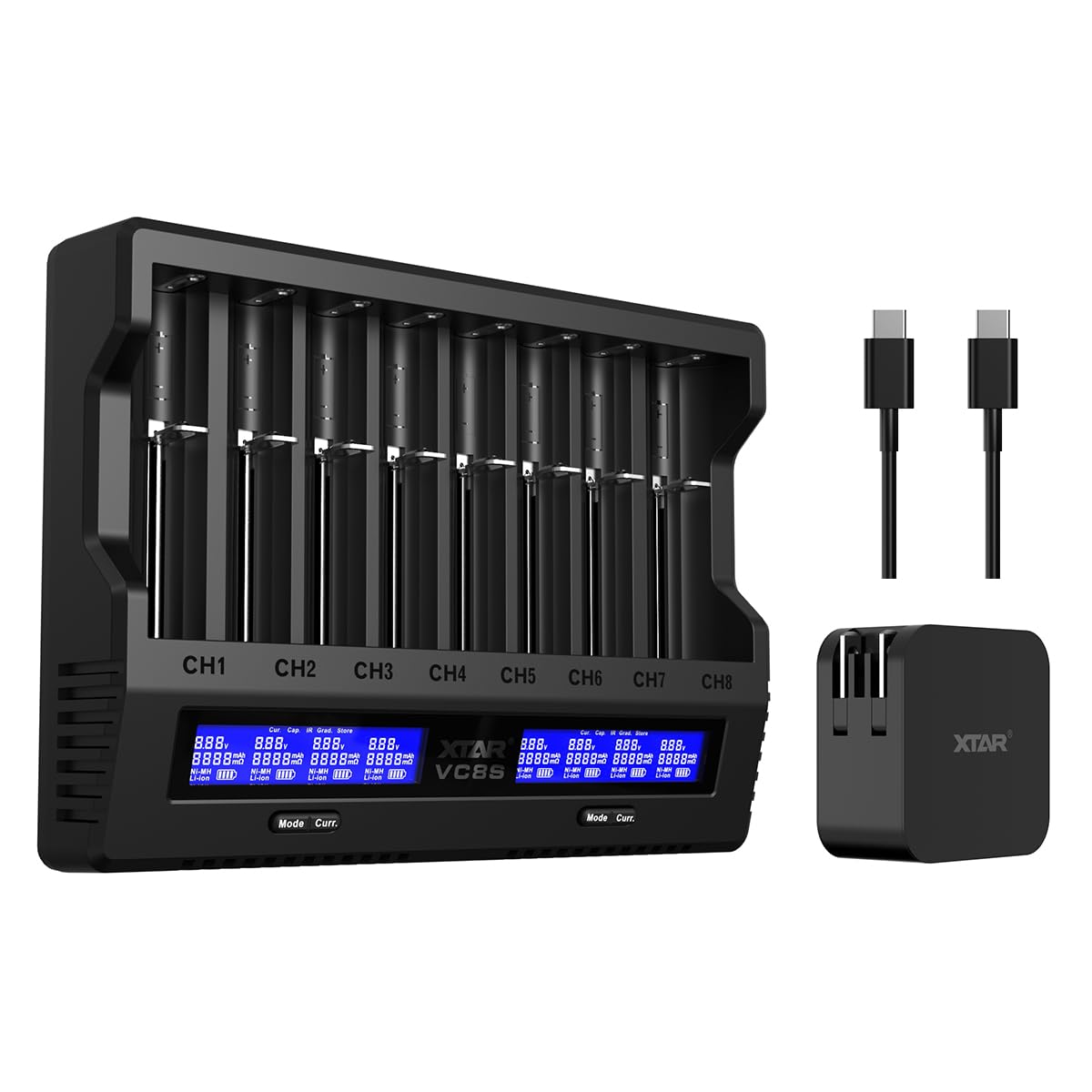 【送料無料】【10％OFFクーポン配布中】XTAR VC8S 18650バッテリ急速充電器 3Ax2/2Ax4/1Ax8/0.25Ax8 1.2V 単3?単4形ニッケル水素14500 2