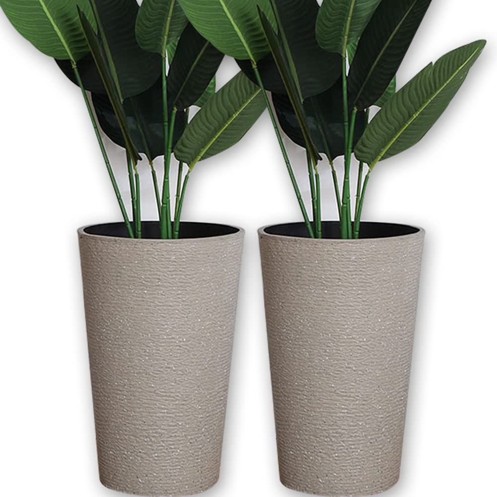 【送料無料】【10％OFFクーポン配布中】Floralies プランター 大型 おしゃれ 受け皿付き 2個セット 植木鉢 大型 軽量 屋内 屋外用 プラ