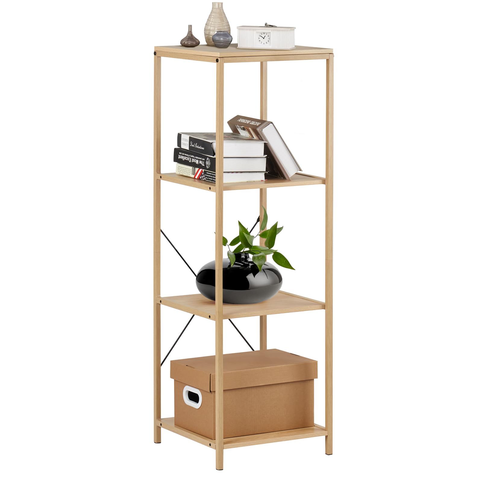 【送料無料】【10％OFFクーポン配布中】fusehome オープンシェルフ 収納ラック スリム 木製 オープンラック ラック 棚 本棚 おしゃれ 四