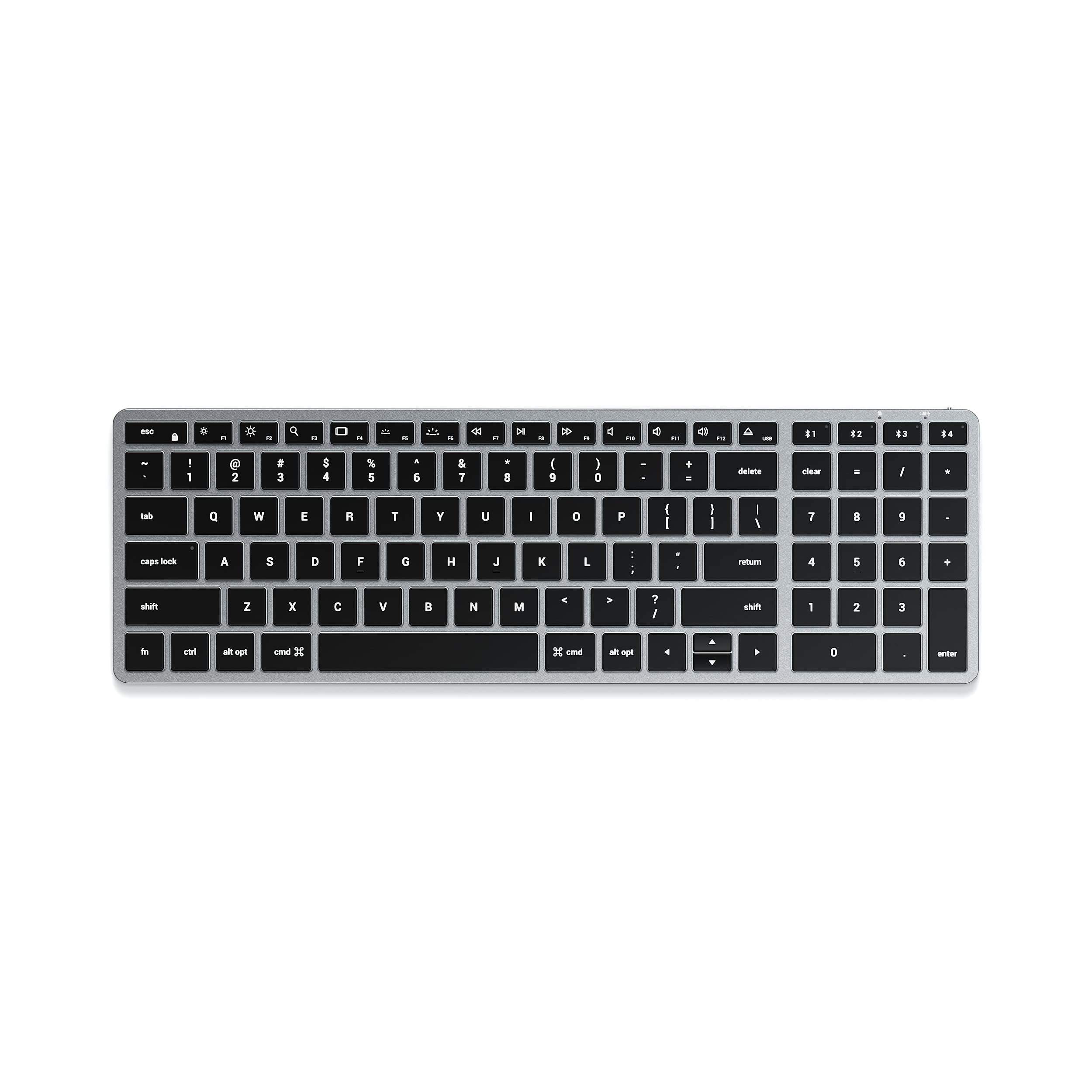 【送料無料】Satechi スリム X2 Bluetooth バックライトキーボード マルチペア (スペースグレイ)(2ゾーン) (iMac, MacBook, iPadなど201|デンダ店