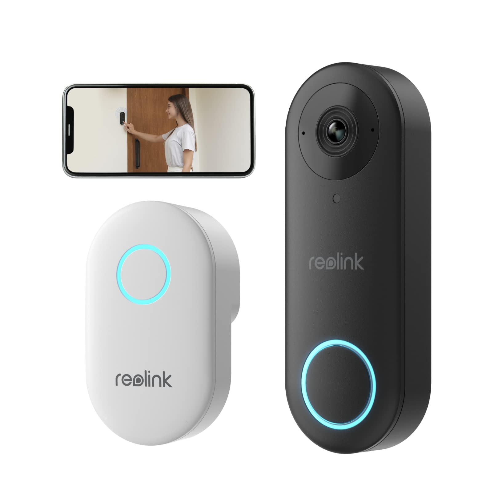 【送料無料】REOLINK ビデオドアベル ワイヤレス 500万画質 2.4/5GHz WiFi 玄関チャイム付き 工事不要 180&deg;超広角 ビデオドアホン Alex｜デンダ店