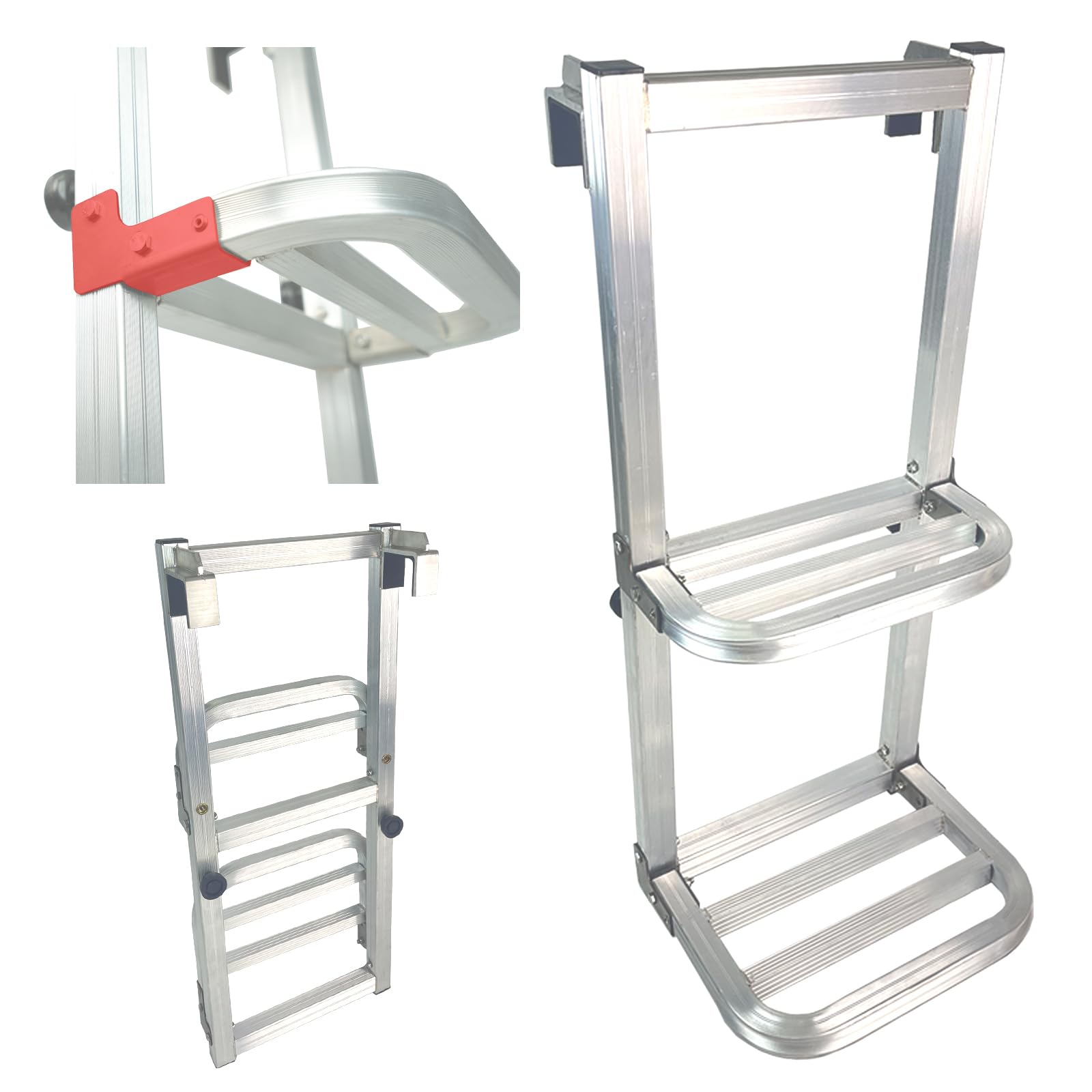 KATOLITE アルミ 2段 トラック 昇降 ステップ トラック用荷台はしご 軽量 トラック はしご トラックステップ 2段ペダルは折りたたみ可能｜デンダ店