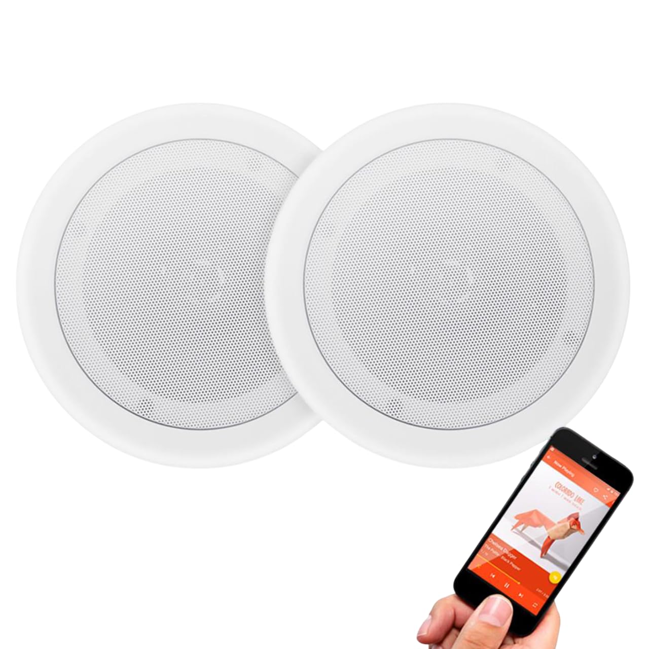 【送料無料】【10％OFFクーポン配布中】【Pyle 壁?天井埋込式 Bluetooth内蔵 2WAYマウントスピーカー 20cm (2個セット) 丸型】最大出力2｜デンダ店