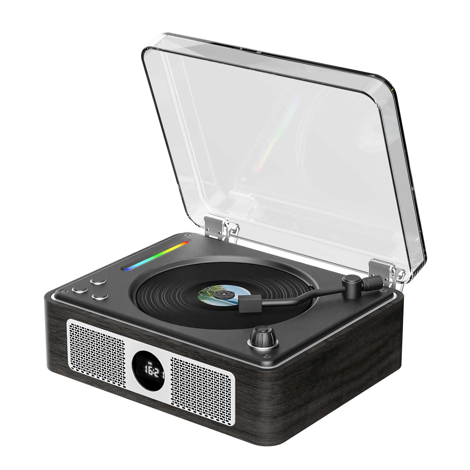 【送料無料】【10％OFFクーポン配布中】THINKYA CDプレーヤー Bluetooth受信/送信 木製キャビネット レトロ ステレオスピーカー内蔵 CD