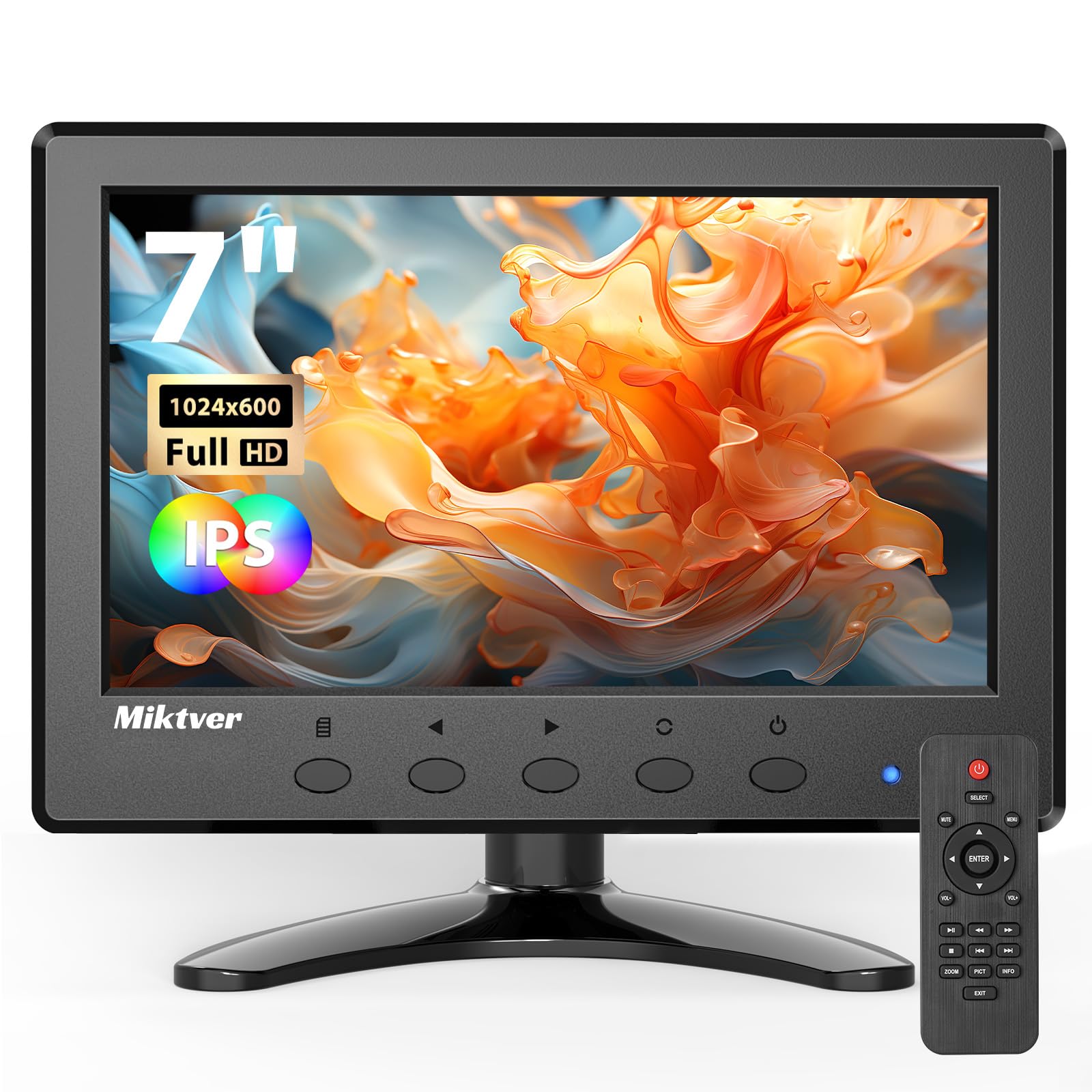 【送料無料】【10％OFFクーポン配布中】Miktver 7インチ小型モニター 1024 x 600 IPS 178°視野角 液晶PCサブディスプレイ VGA BNC USB