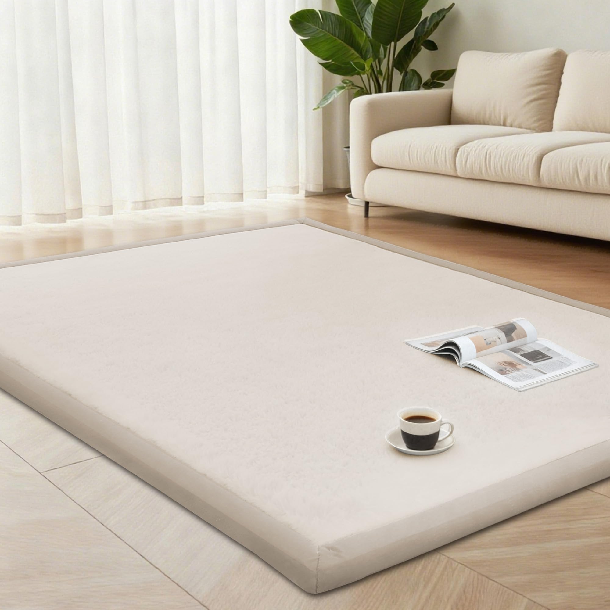【送料無料】【10％OFFクーポン配布中】Huloo Sleep 極厚3.5cm 低反発ラグマット 厚手 クッション カーペット 防音 すべり止め 珊瑚絨毯