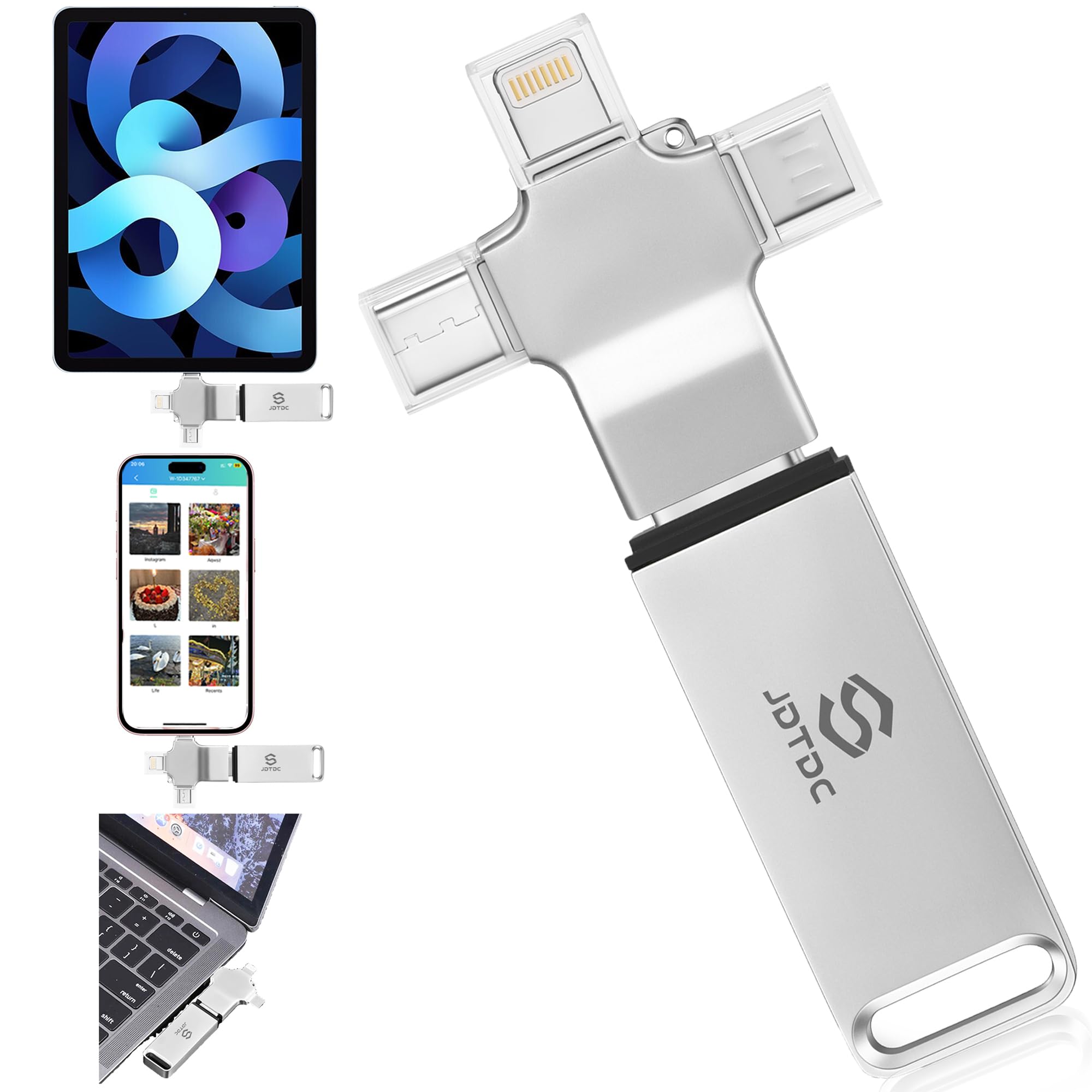 【送料無料】【10％OFFクーポン配布中】【全デバイス自動バックアップ?正規容量保証】128GB USBメモリ 4in1 iPhone/Android/PC/iPad全対