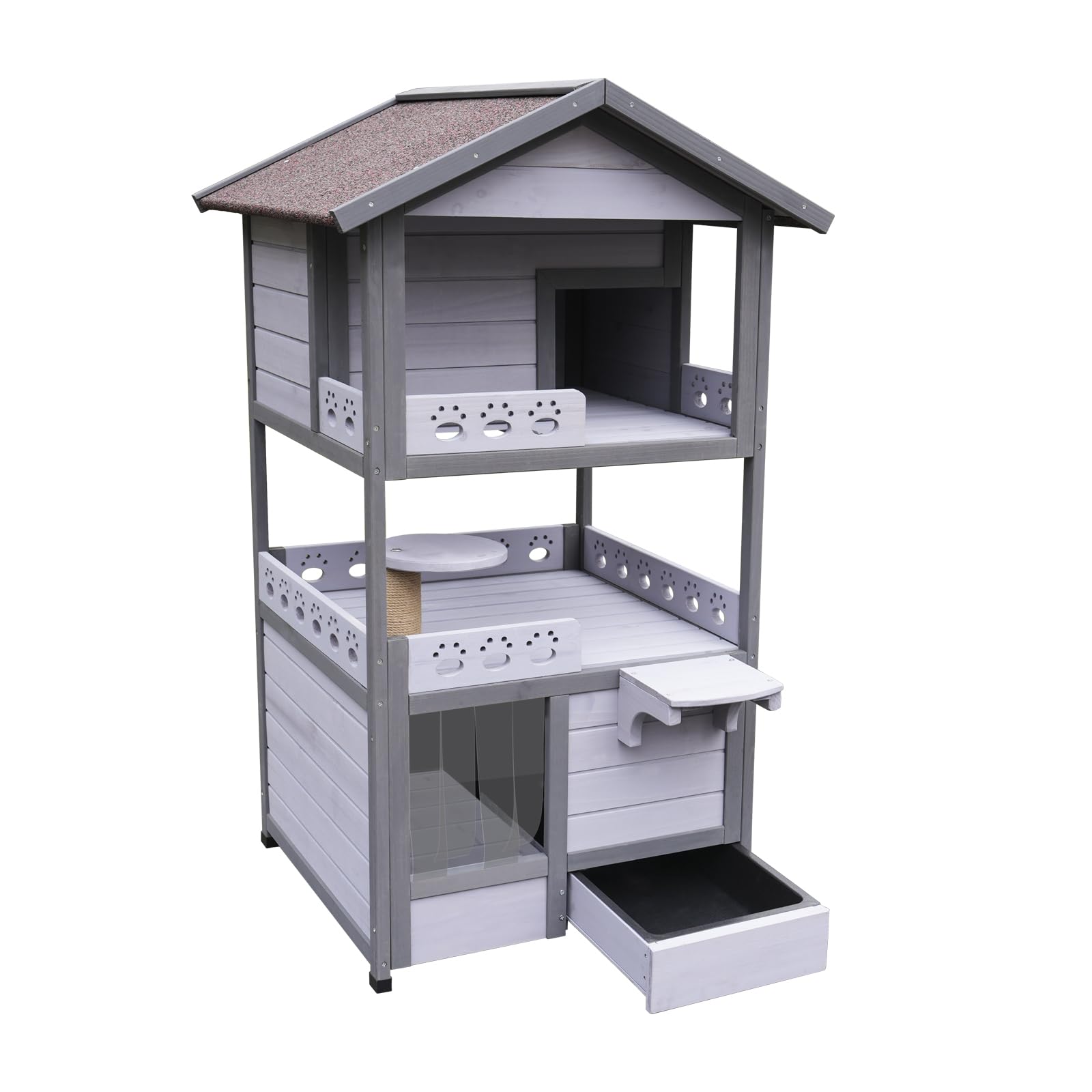 【送料無料】室内 屋外 天然木 杉 ペットハウス アスファルト屋根 犬 猫小屋 防風 防雨 固体木ペット 耐久性 掃除しやすい シンプル か｜デンダ店