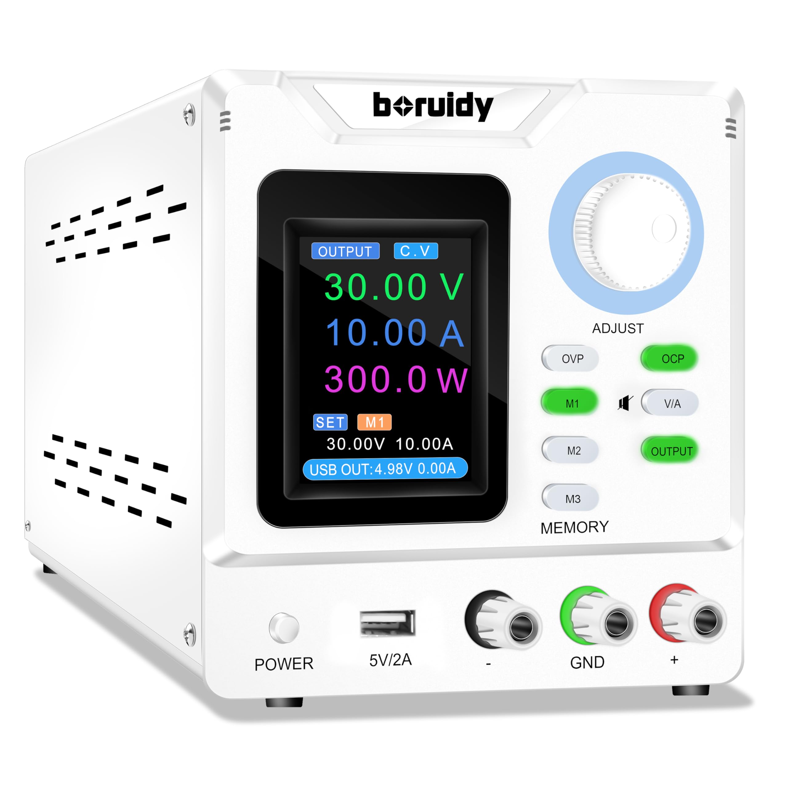 【送料無料】boruidy 安定化電源 30V 10A 4桁電圧電流電力水平スクリーン表示 300W スイッチング電源 エンコーダ微調整粗調整 DC 可変直|デンダ店