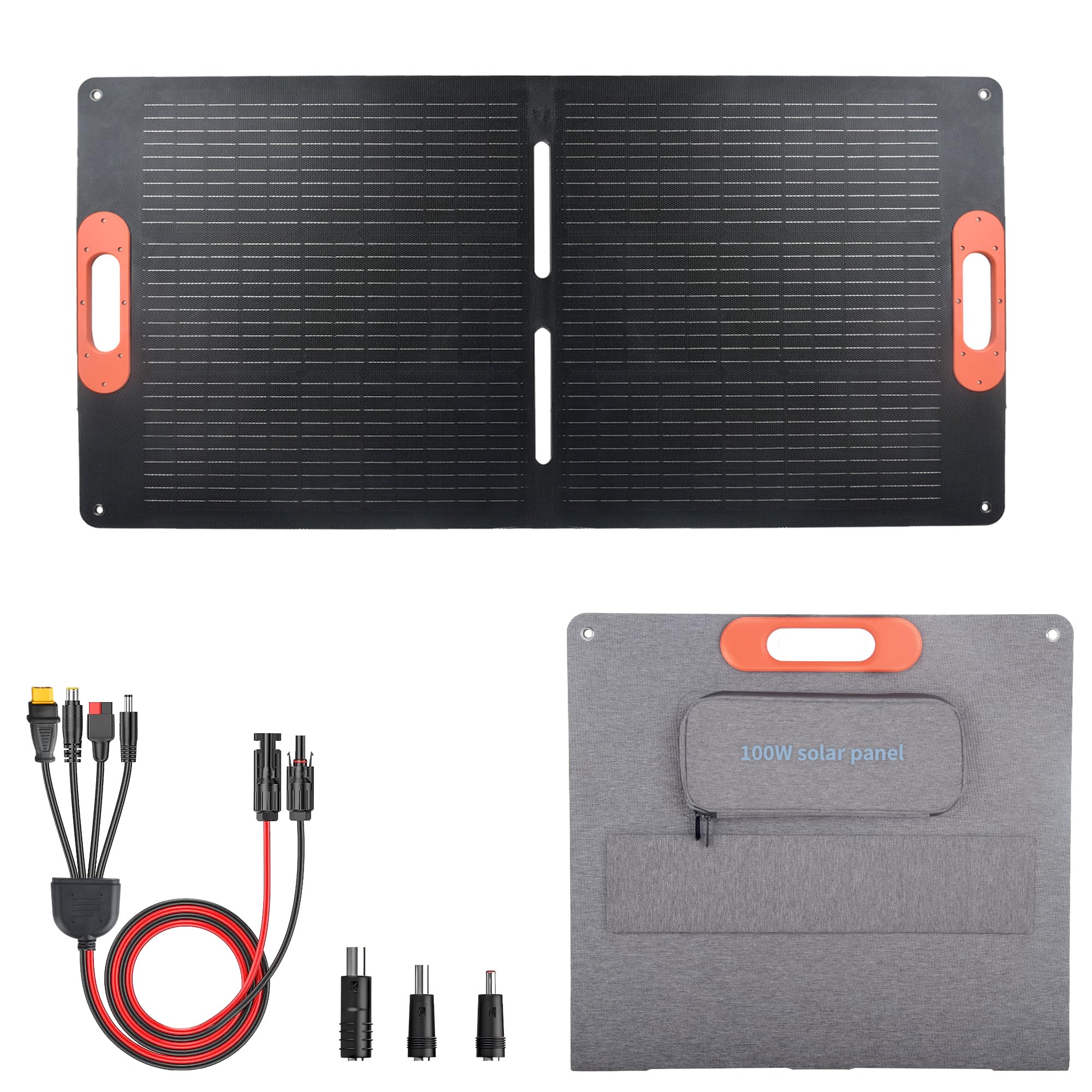 【送料無料】VLAIANソーラーパネル 折りたたみ 100W 18V 防水 IP65 単結晶 転換率23.5% 超高効率 軽量 MC4コネクタと ポータブル電源対|デンダ店