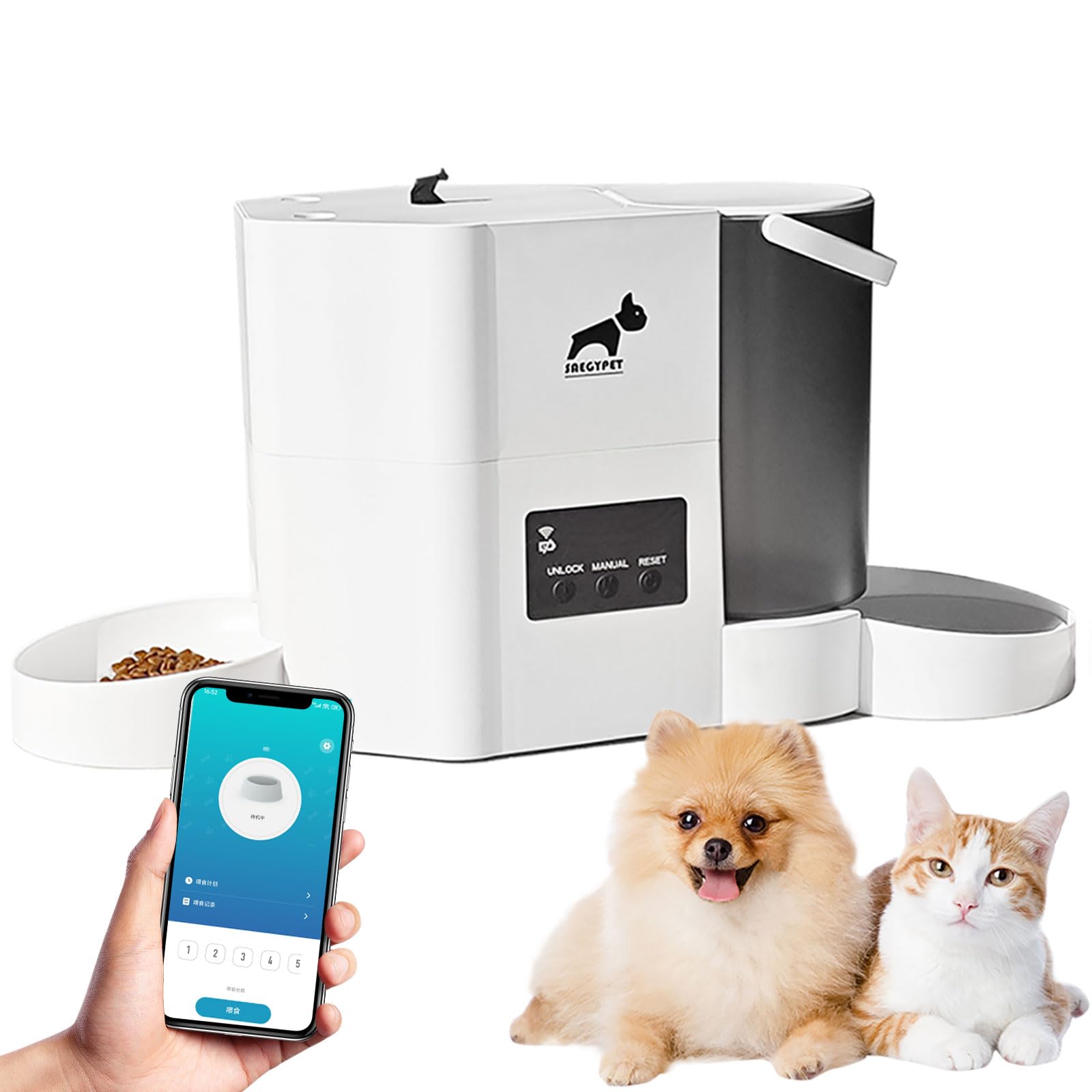 【送料無料】【10％OFFクーポン配布中】自動給餌器「SAEGYPET」2 in 1 自動給餌器3L大容量 給水器2L 猫 中小型犬用 1日10食 アプリ遠隔