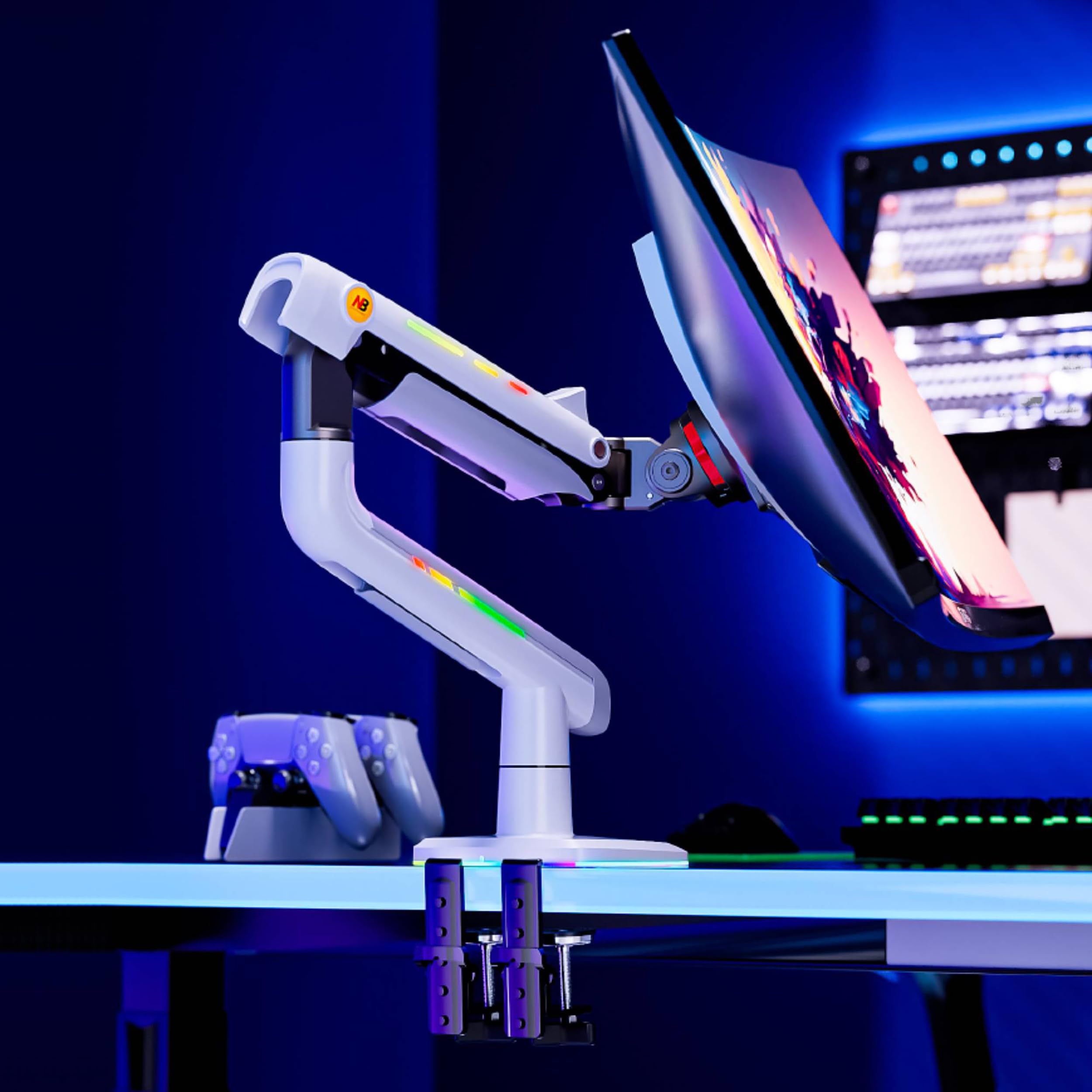【送料無料】【10％OFFクーポン配布中】NB ERGONOMIC 【RGBライト付き】大型モニターアーム 大画面 高耐荷重2-20Kg 最大60インチまで対