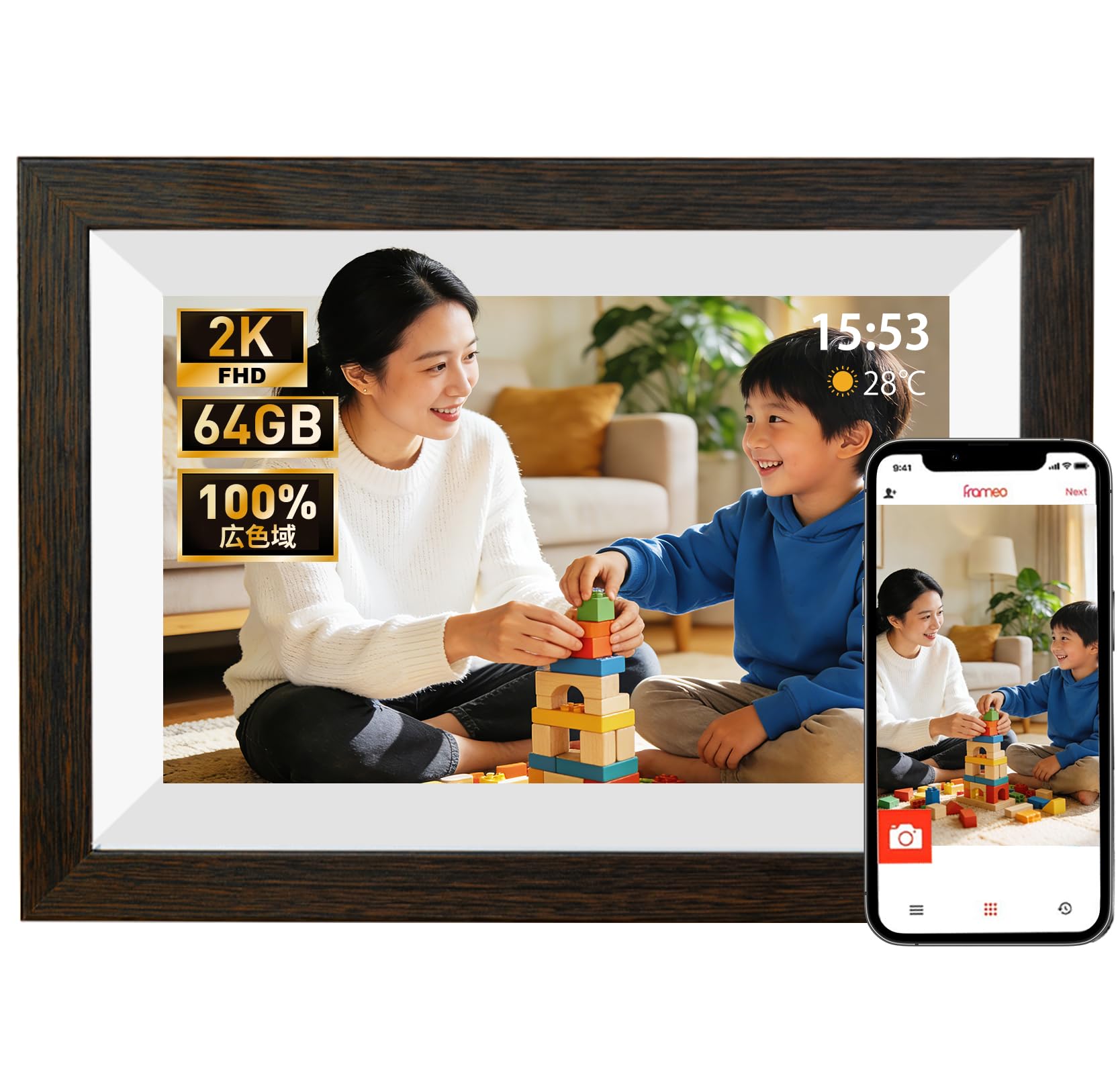 【送料無料】【10％OFFクーポン配布中】【2026新登場 FHD1920x1280 64GB大容量メモリ 】デジタルフォトフレーム Wi-Fi 遠隔送信 10.1イ｜デンダ店