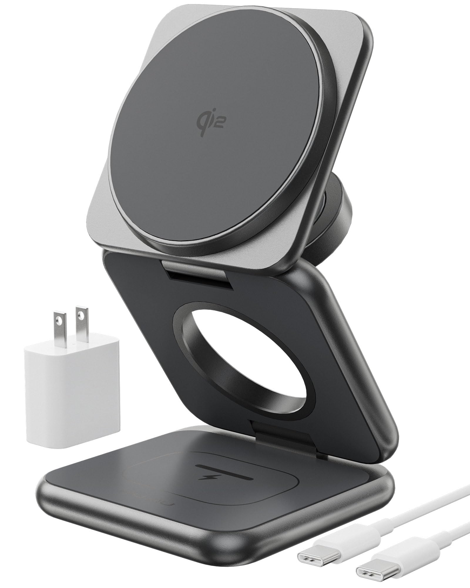 【送料無料】【10％OFFクーポン配布中】KUXIU Qi2認証済み ワイヤレス充電器 3in1 Qi2 充電器 スタンド Qi2 Magsafeスタンド 置くだけ充