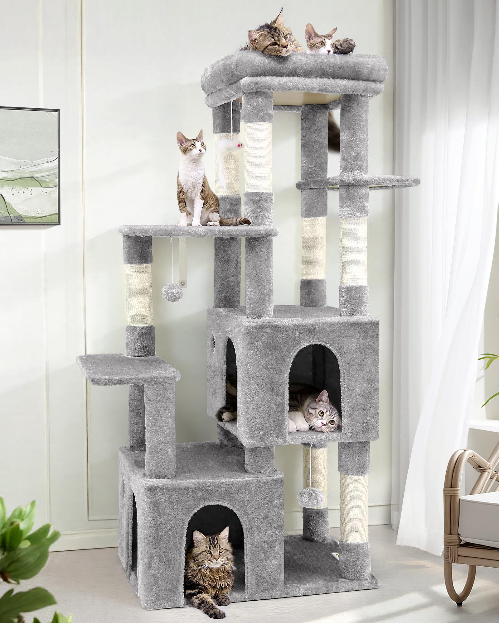 【送料無料】【10％OFFクーポン配布中】Globlazer キャットタワー 据え置き シニア 猫タワー 大型猫用 猫タワー 多頭飼い 大型 多機能