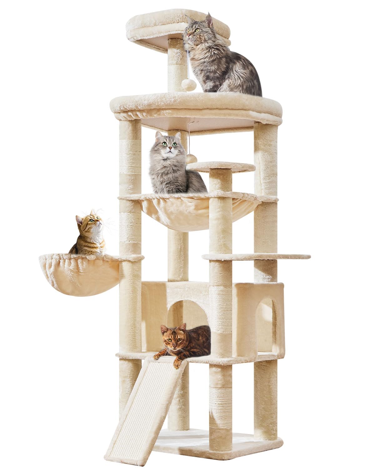 【送料無料】【10％OFFクーポン配布中】Taoqimiao 高さ約183cm キャットタワー 多段階高層猫タワー キャットタワー 大型猫用 広幅猫ハウ