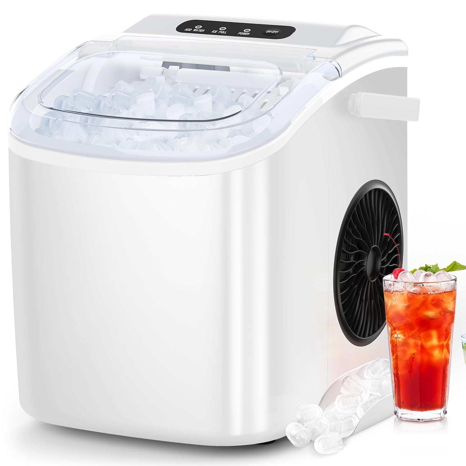 【送料無料】COWSAR 製氷機 家庭用 6分高速製氷機 自動洗浄機能 1.2L大容量タンク 2種氷サイズ調節可能 静音 自動停止 水不足提示 晩酌｜デンダ店
