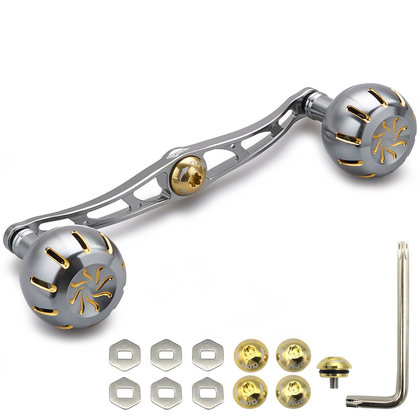 【10％OFFクーポン配布中】【送料無料】HEIGHTEN 130mm リール ハンドル 35mmノブ搭載 シマノ ダイワ アブガルシア 通用 ベイトリール