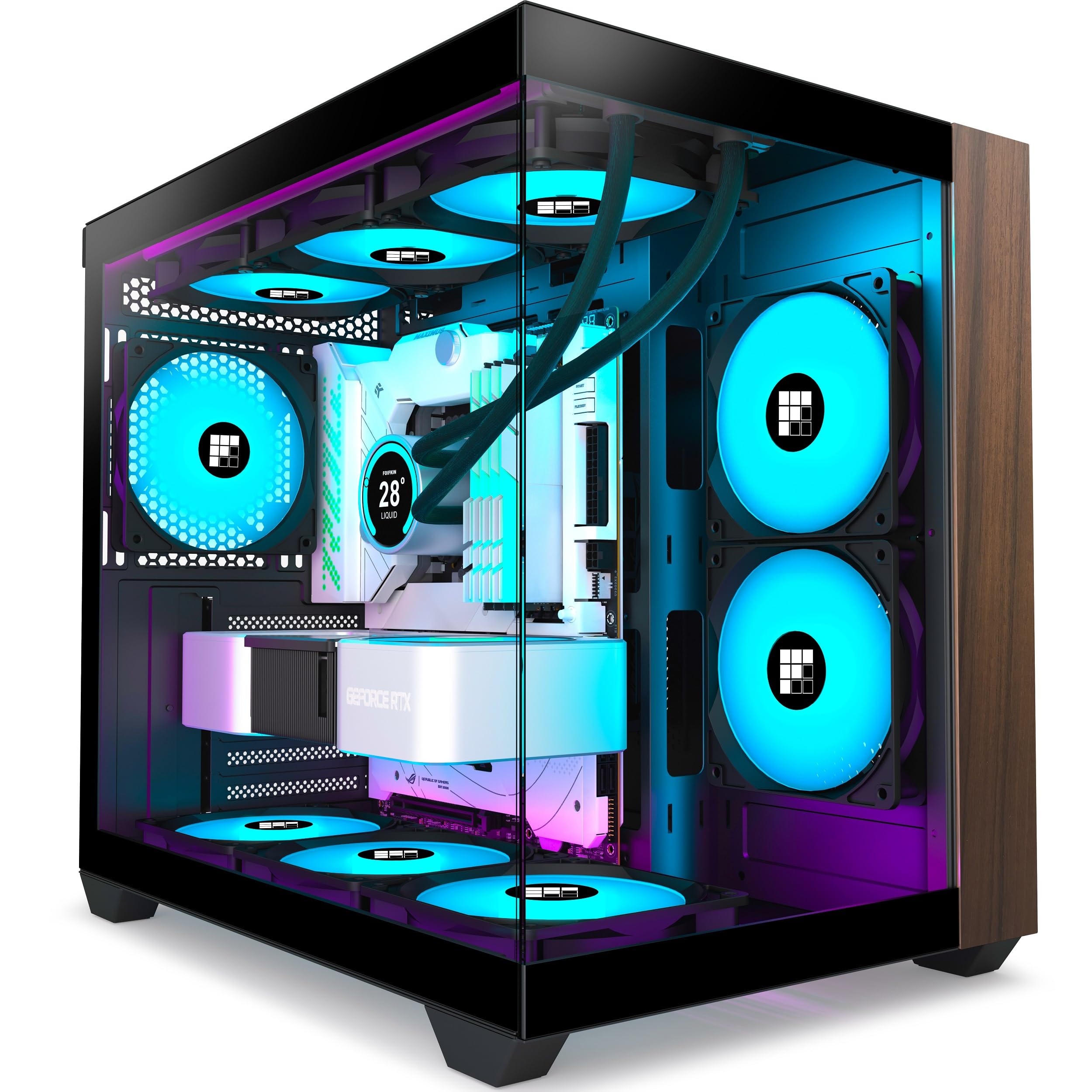 【送料無料】【10％OFFクーポン配布中】FOIFKIN PCケース-ウッドウォールナットフロントペイン、プリインストール3 PWM ARGBファン、ATX