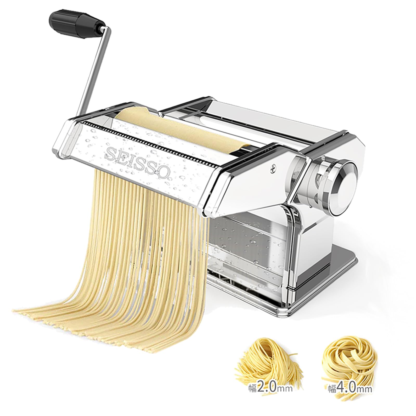 【送料無料】【10％OFFクーポン配布中】SEISSO パスタマシン 手動 製麺機 家庭用 ステンレス製 2mm＆4mmカッター 9段階厚さ調整 洗える