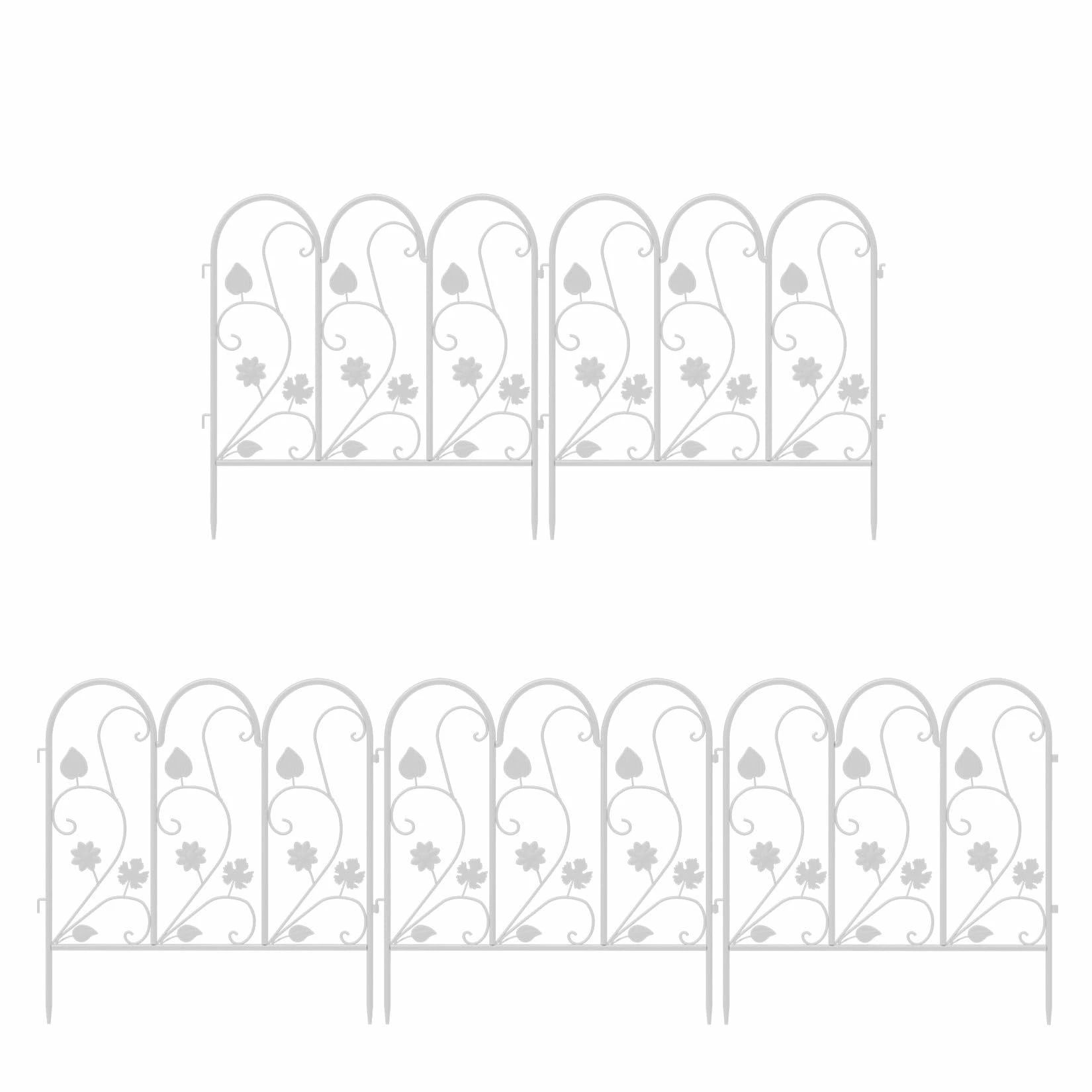 【送料無料】【10％OFFクーポン配布中】Wisfor ガーデンフェンス アイアン 5枚セット 白 高さ50 連結 diy 屋外 刺すだけ シンプル 犬 ド｜デンダ店