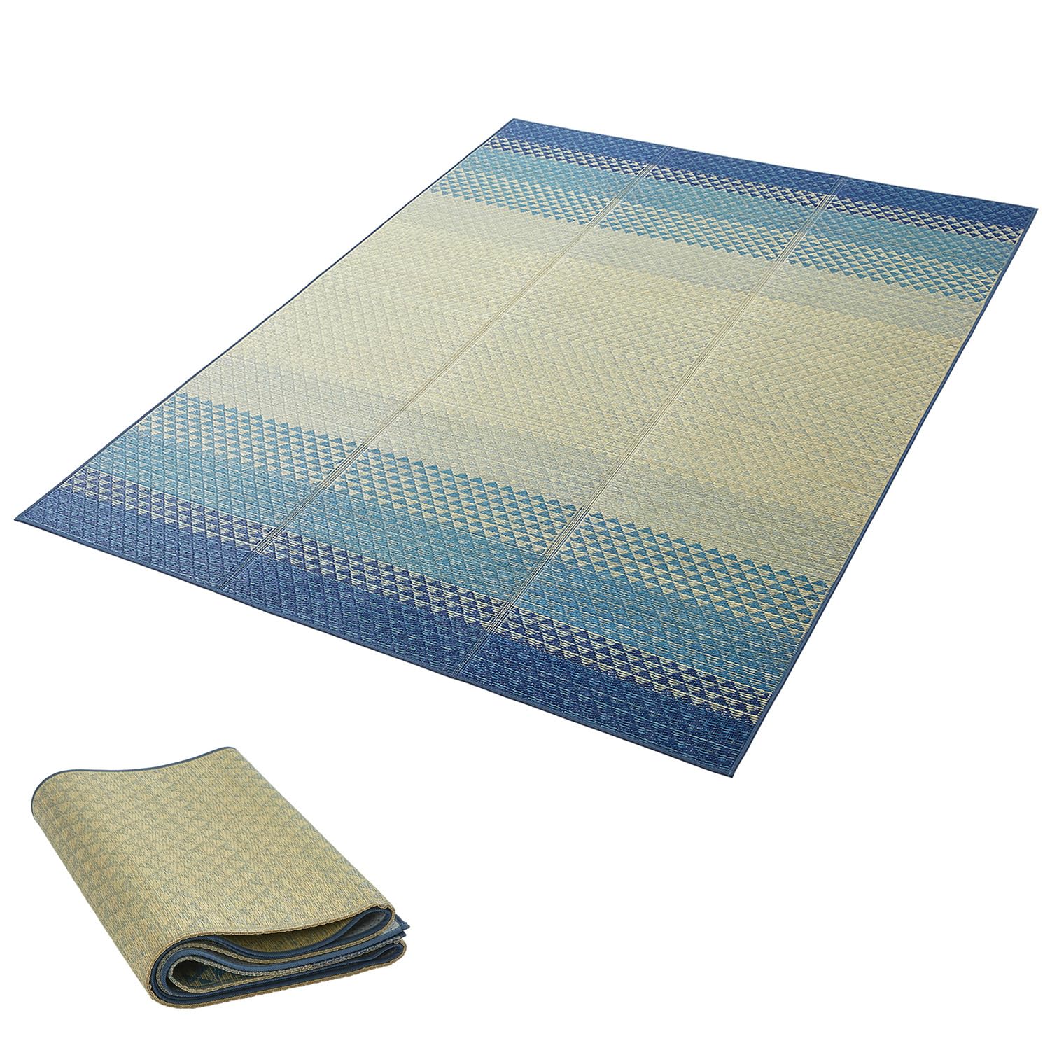 【送料無料】【10％OFFクーポン配布中】い草 ラグ カーペット 花ござ 180x240cm 滑り止め付き 裏貼り 和風 モダン おしゃれ 紋織り ブル