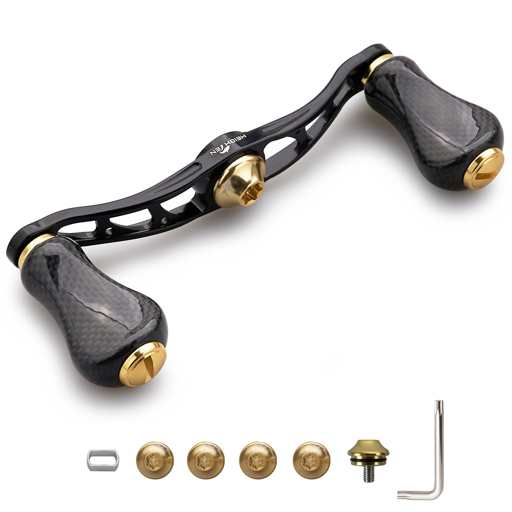 【送料無料】【10%OFFクーポン配布中】HEIGHTEN 90mm リール ハンドル 20mm/21mm カーボンノブ搭載 シマノ(SHIMANO) ダイワ(DAIWA) ア