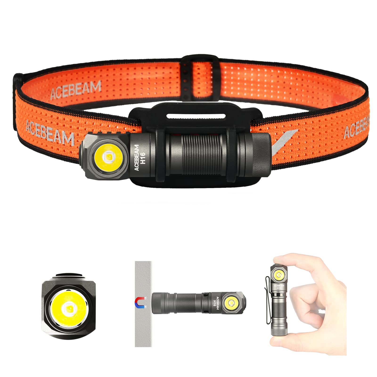 【10％OFFクーポン券別れ別れ中】【貨物輸送無料】ACEBEAM H16 LED 前照灯 懐中照明ランプ兼用 1000lm 高明快さ 超軽さ 単三蓄電池相応う 小型 フ