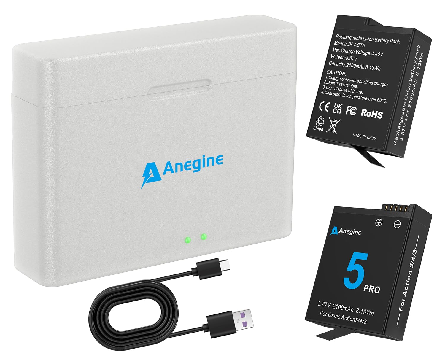 【10％OFFクーポン配布中】【送料無料】Anegine DJI Osmo Action 5 Pro 4 3 バッテリー 2100mAh アクションカメラバッテリー Osmo Actio