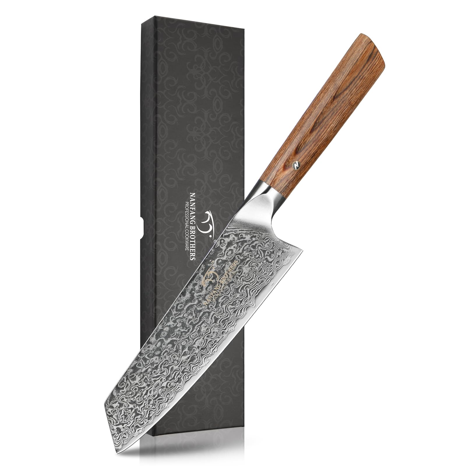【10％OFFクーポン配布中】【送料無料】包丁 三徳包丁 Nanfang Brothers ダマスカス+VG10 67層 刃渡り17.5cm 切れ味良い 多機能 料理器
