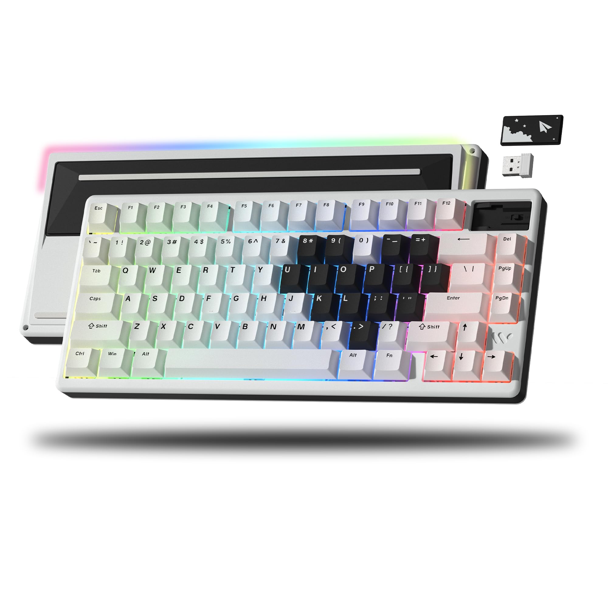 【送料無料】【10％OFFクーポン配布中】Womier SK71 Pro ゲーミングキーボード アルミ合金 75%無線機械 8000mAhバッテリー BT/2.4G/Wire