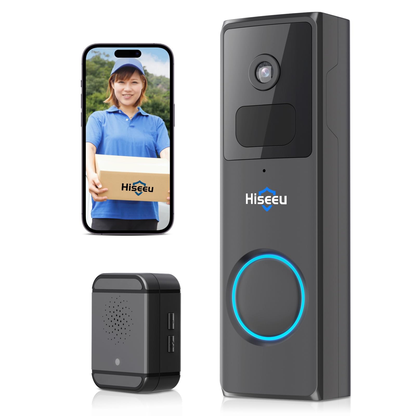 【10％OFFクーポン配布中】【送料無料】Hiseeu 200万画素 インターホン ワイヤレス(2.4GHz WiFi)ドアホン 玄関チャイム ドアベル ビデオ｜デンダ店