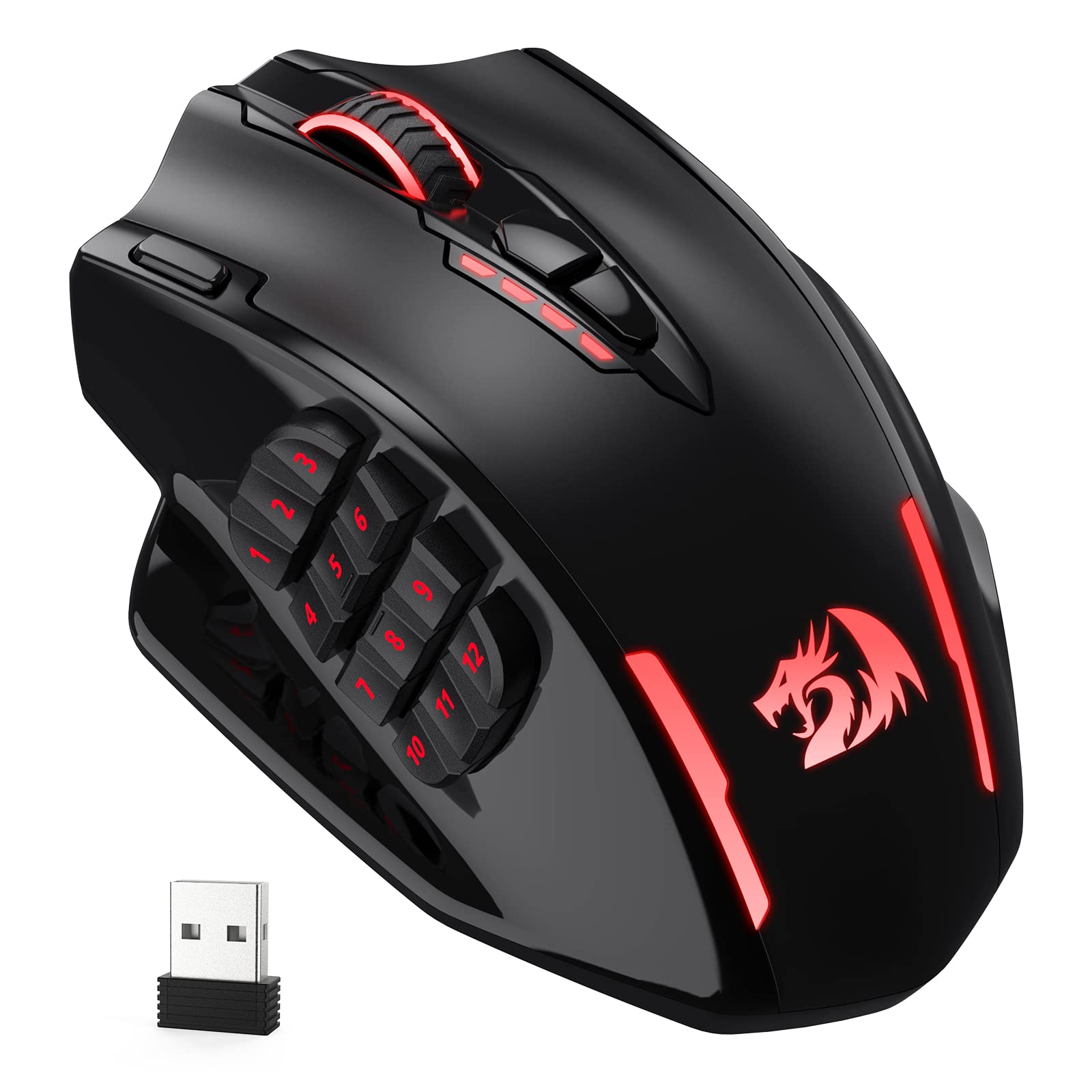 【送料無料】【10％OFFクーポン配布中】Redragon M913インパクトエリートワイヤレスゲーミングマウス、16000 DPI有線/無線RGBゲーマーマ