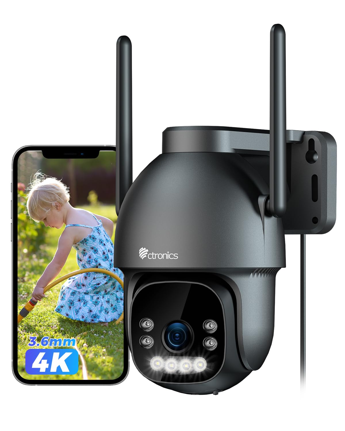 【送料無料】【10％OFFクーポン配布中】Ctronics 4k 防犯カメラ 屋外 5GHzWi-Fi 人/ペット/車両検知 自動追尾 PC遠隔操作 声光威嚇 24時