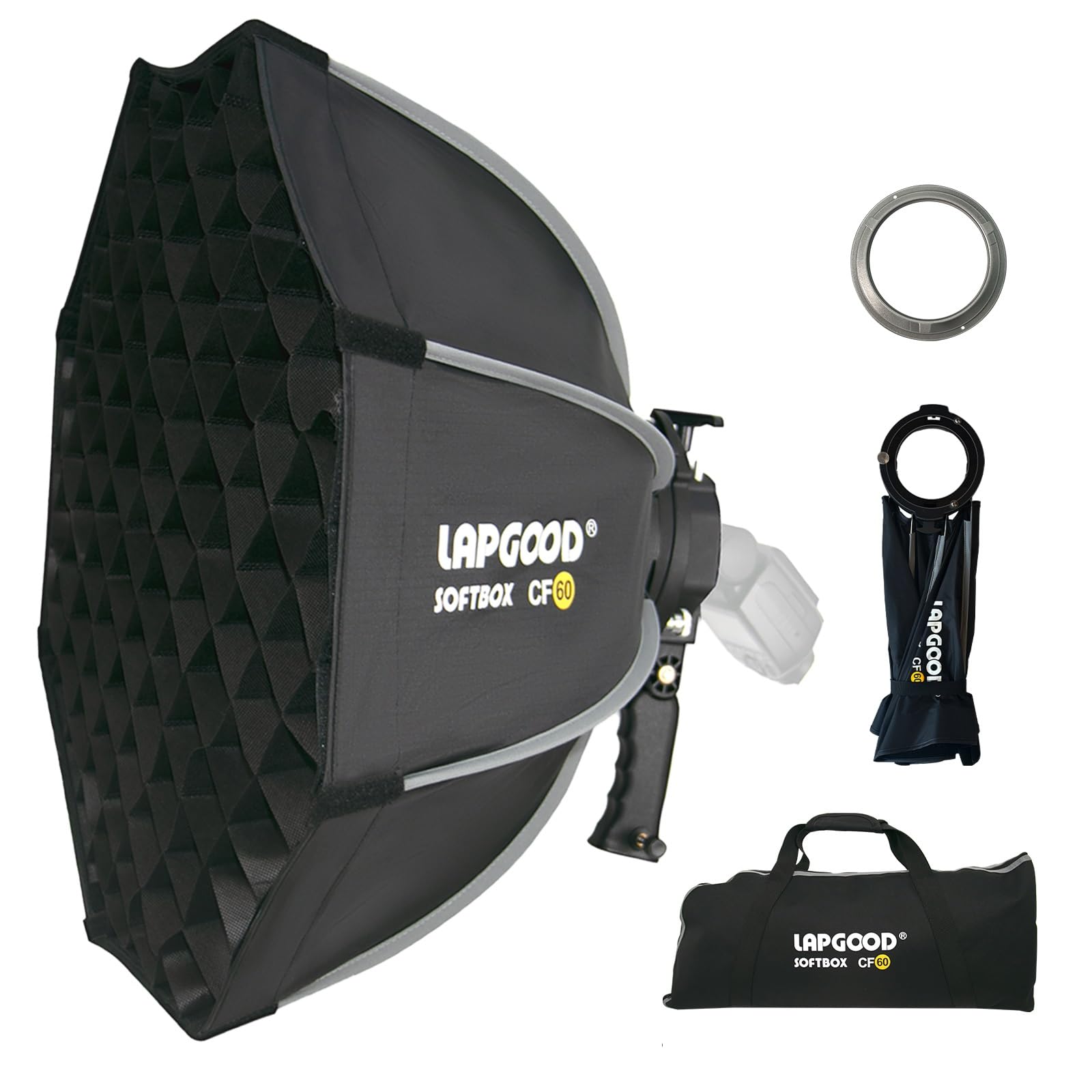 【送料無料】【10％OFFクーポン配布中】ソフトボックス八角形60 cm、S型スタンド付きハンドヘルド折りたたみソフトボックス、ハニカムメ