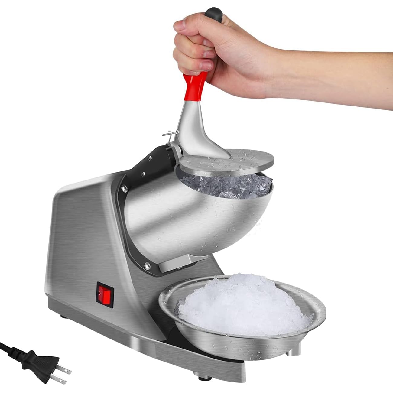 【送料無料】【10％OFFクーポン配布中】かき氷機 電動 300Wハイパワー 80kg/h砕氷量 30dB低騒音 2200r/min回転数 専用保護カバー/ステン