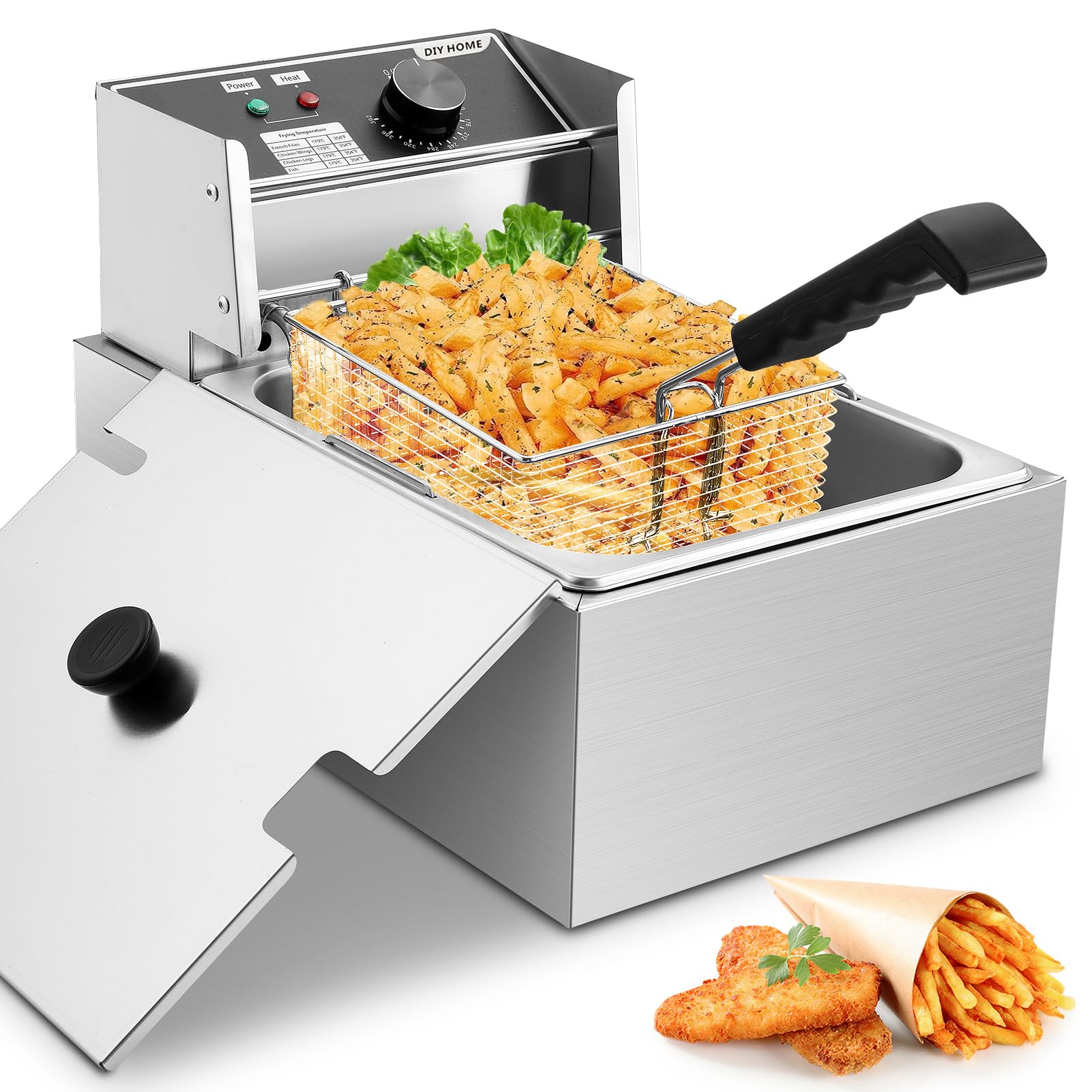 【送料無料】【10％OFFクーポン配布中】10Lフライバスケット付き電気フライヤー，1700W電気フライヤー、0.7mm厚のステンレス製卓上フラ