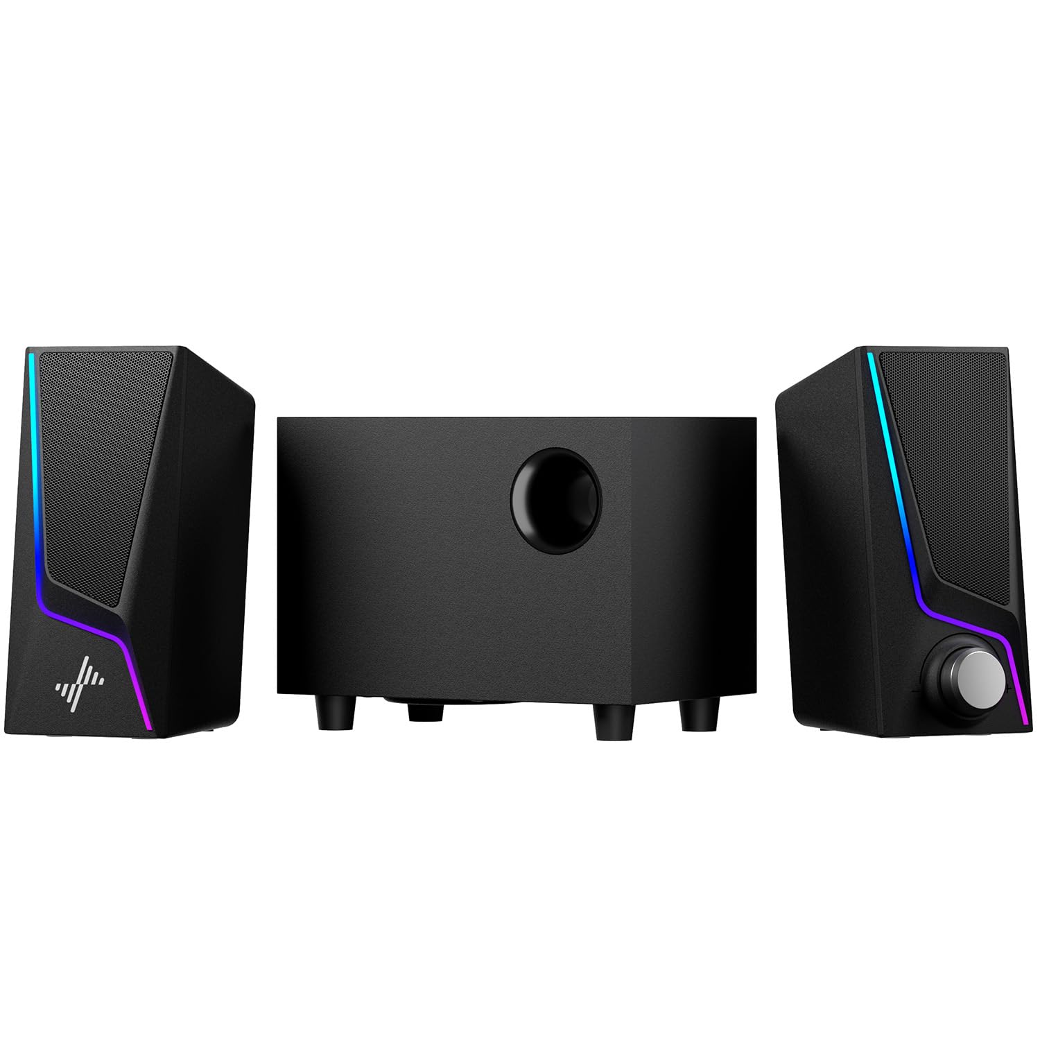 【送料無料】【10％OFFクーポン配布中】Nylavee PCスピーカー サブウーファー付き 2.1ch 重低音 USB/USB-C給電 3.5mm接続 ライト付き パ