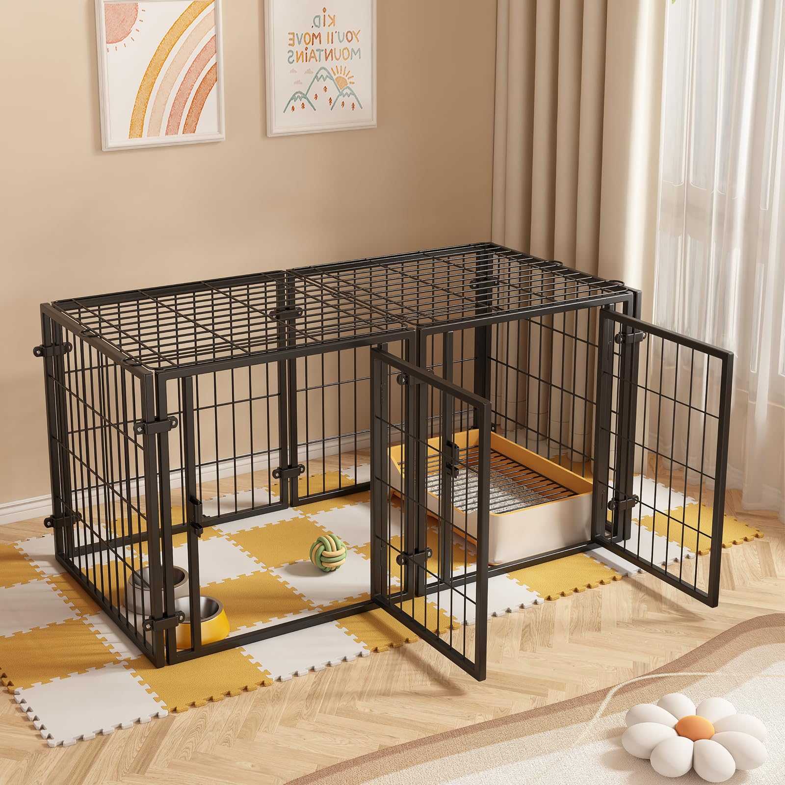 【送料無料】【10％OFFクーポン配布中】HEEOREV ペットサークル 犬 ゲージ ペットフェンス 犬 サークルケージドア付き （サイズ：140x70
