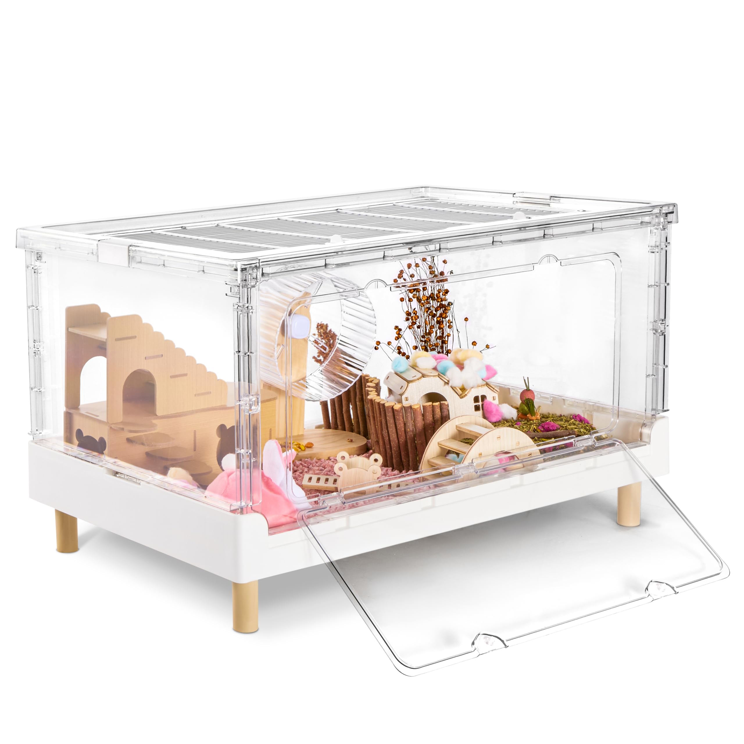 【送料無料】【10％OFFクーポン配布中】Ruexue ハムスターケージ＆モルモット、小動物ペット用の完全透明でエコフレンドリーな大型アク